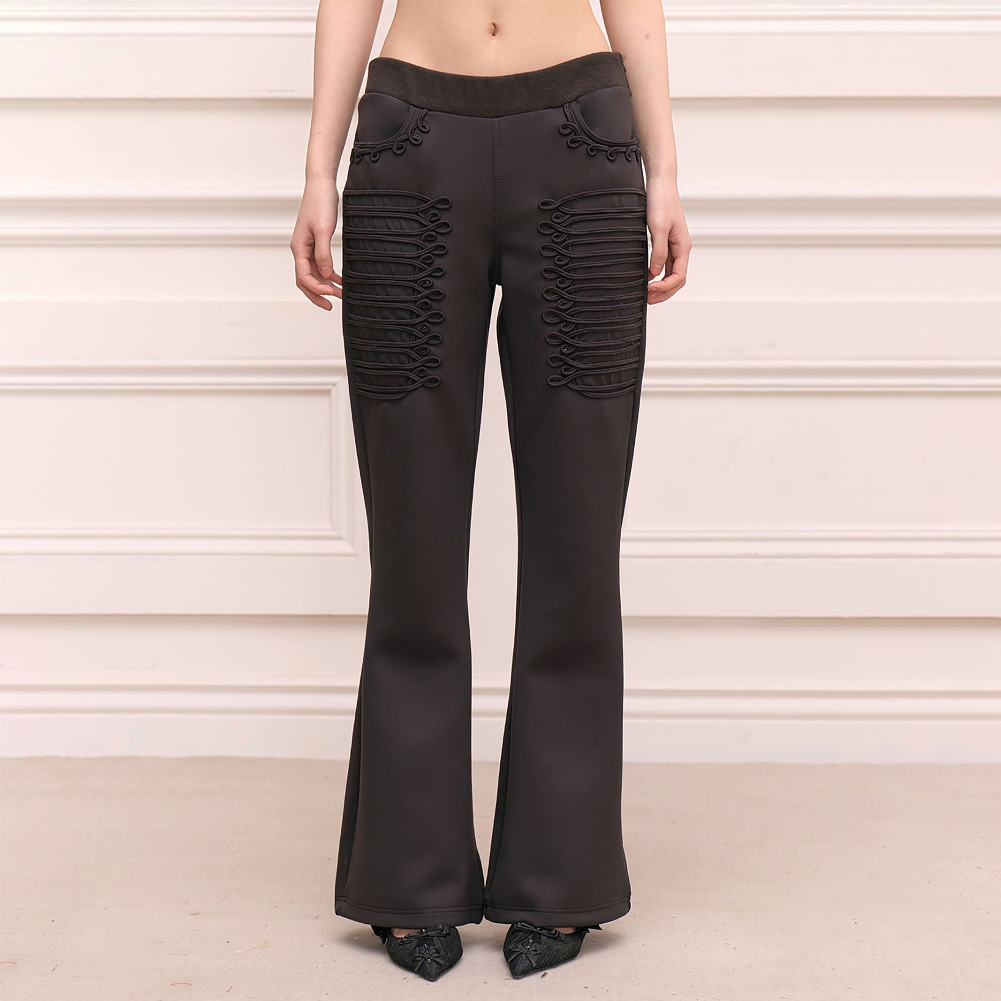 FAYCHUI Military Hussar Stretchable Flared Pants