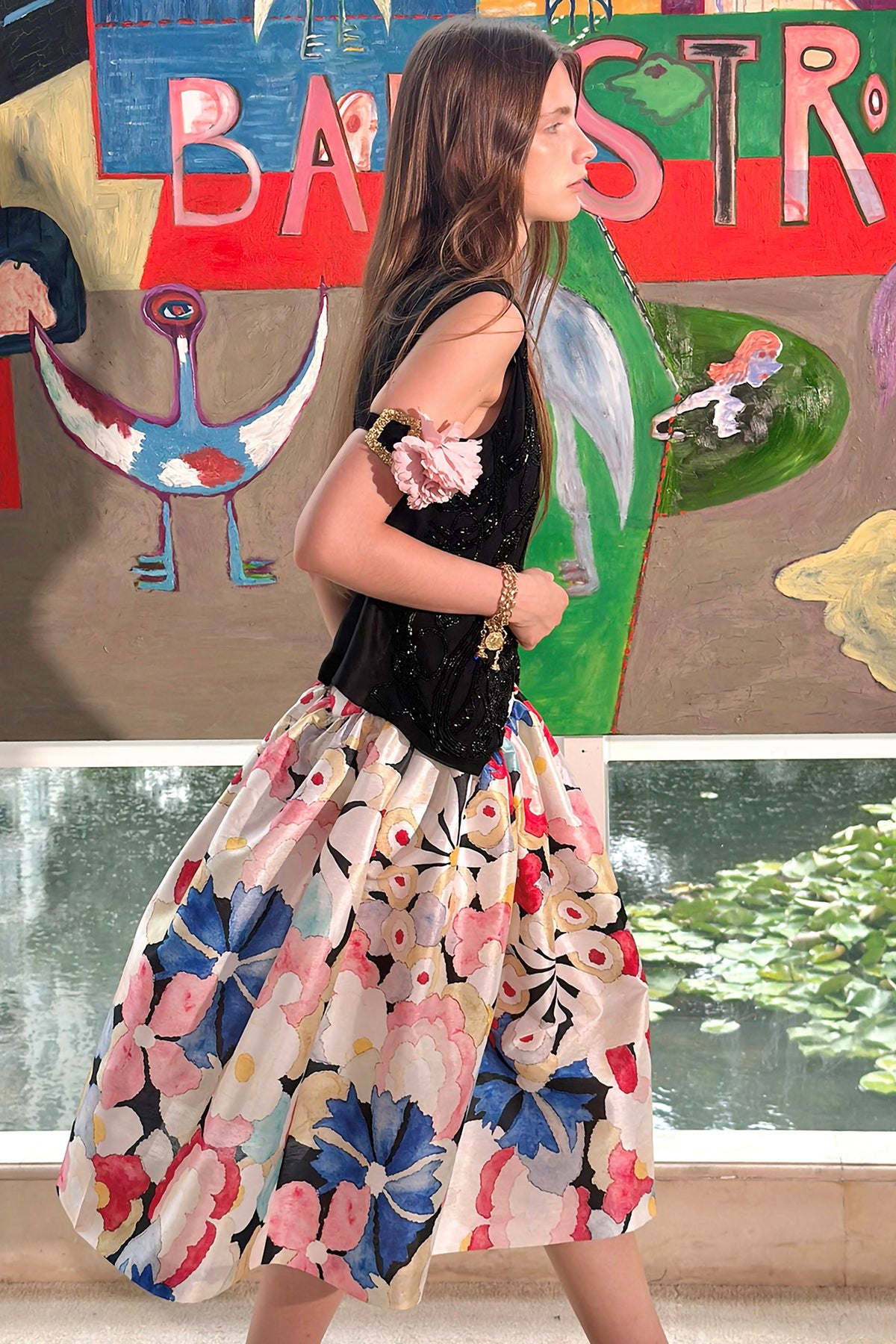 WINGFREE Full-Print Floral Midi Skirt