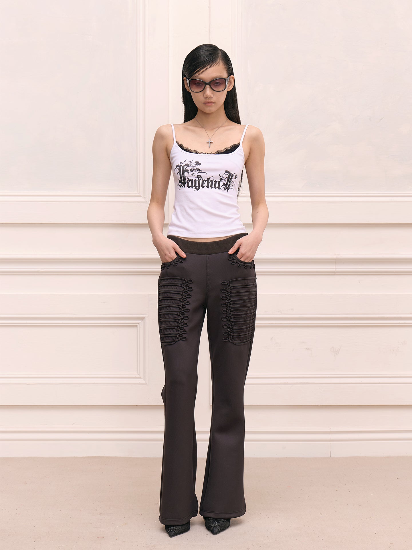 FAYCHUI Military Hussar Stretchable Flared Pants