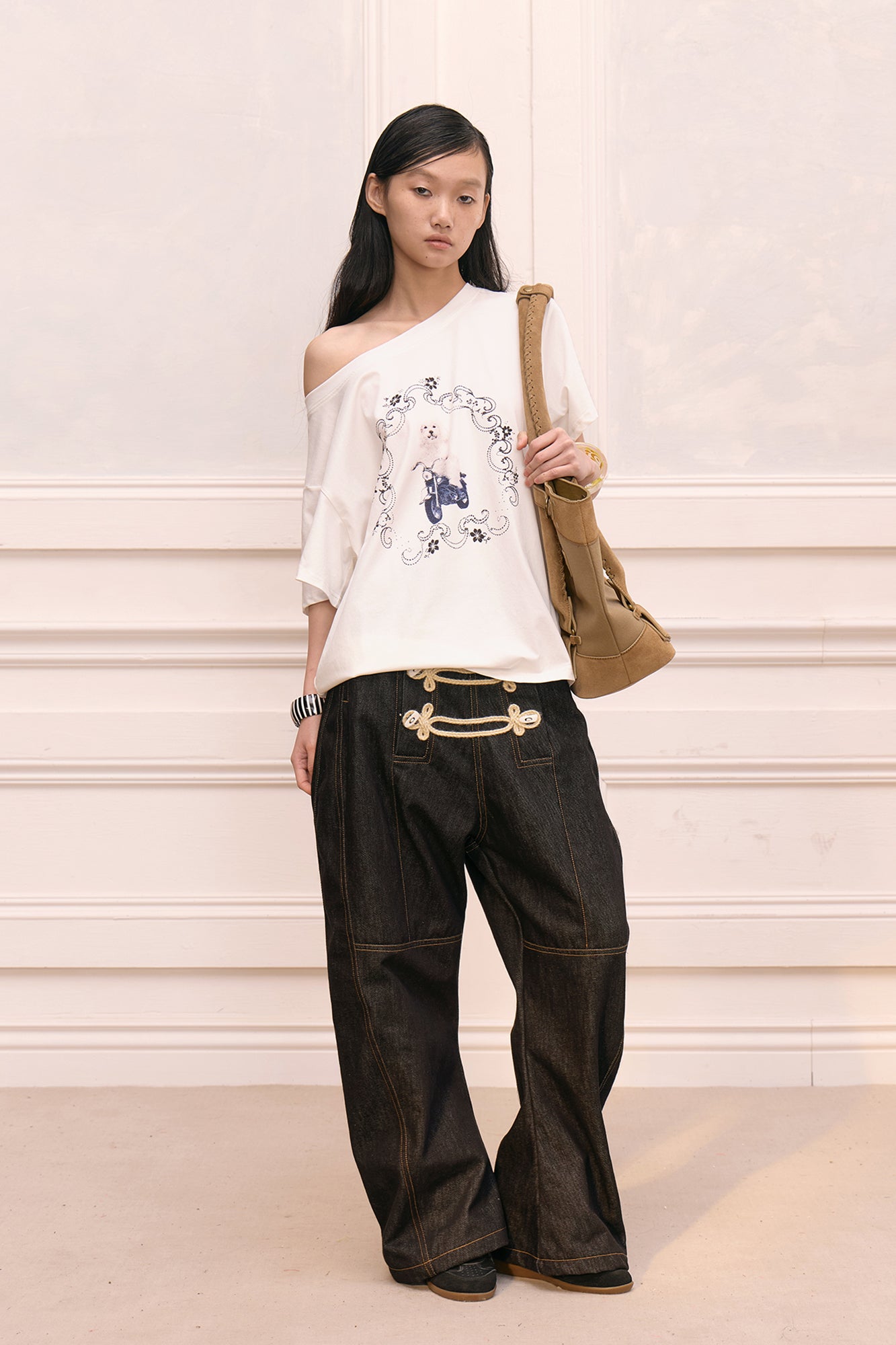 FAYCHUI Scooter Pup Graphic Oversized T-Shirt