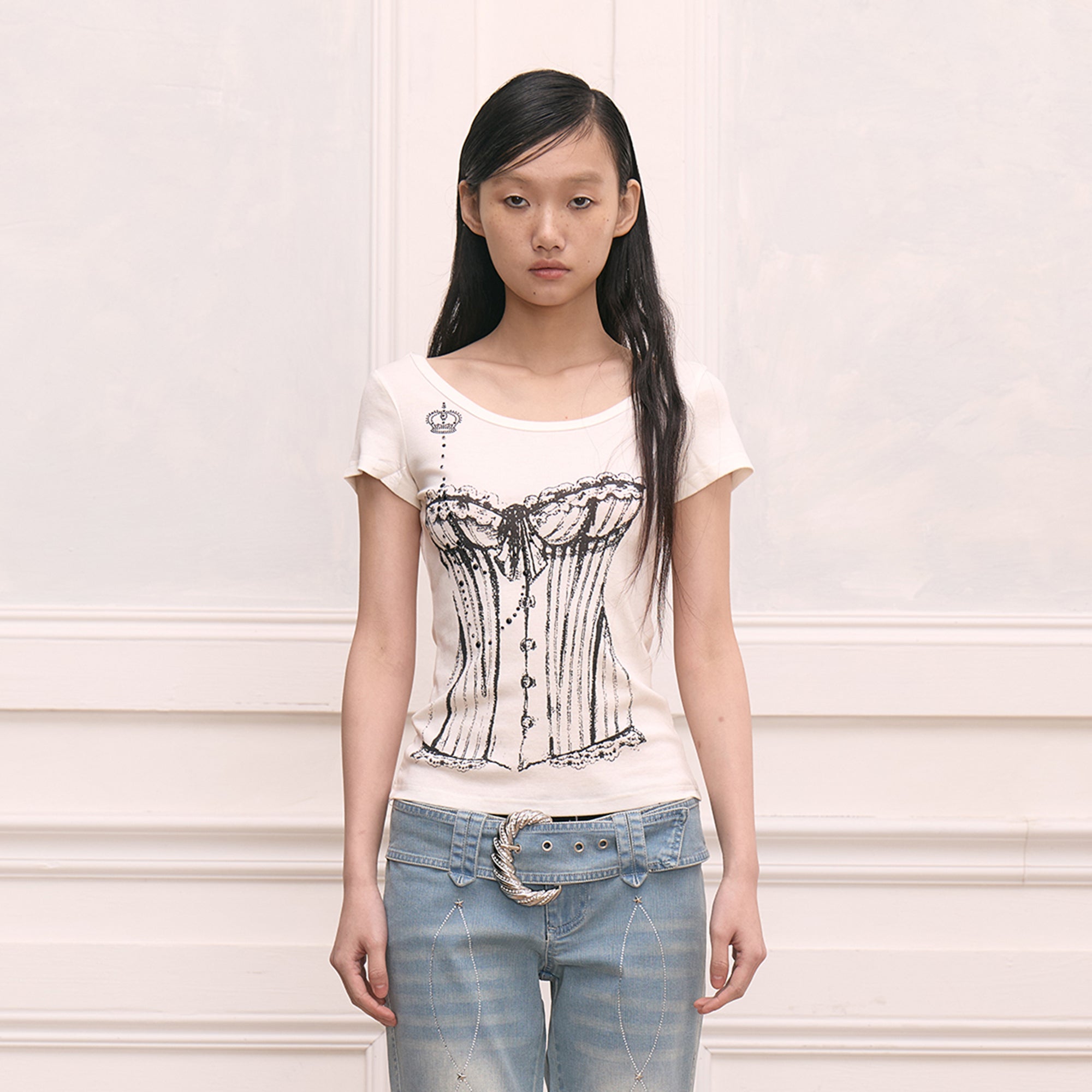 FAYCHUI Corset Graphic T-Shirt