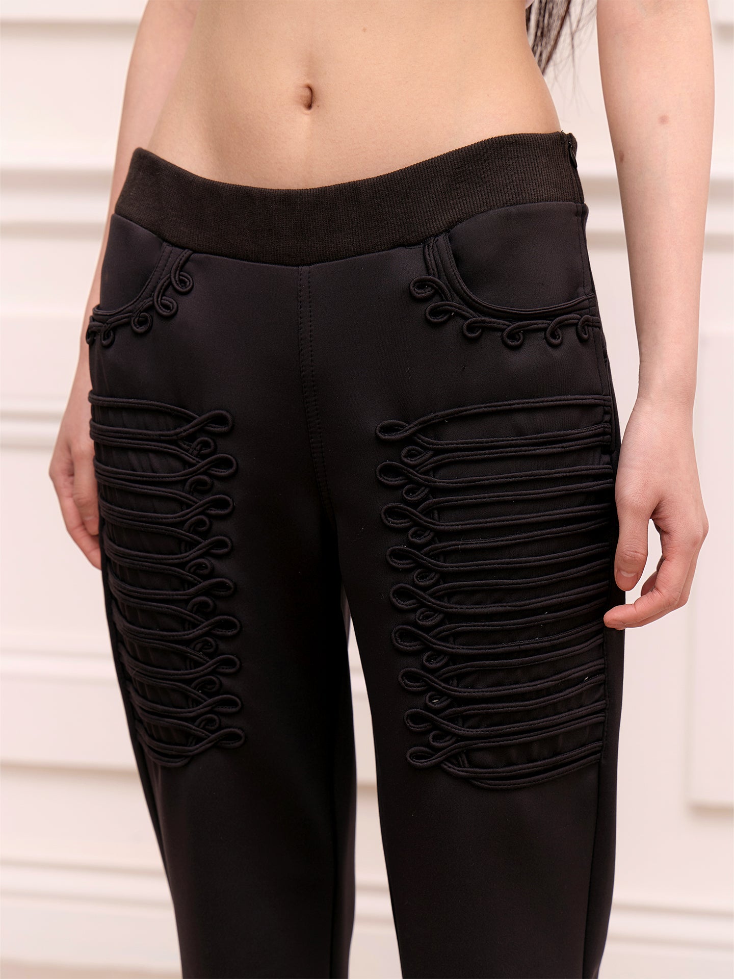 FAYCHUI Military Hussar Stretchable Flared Pants