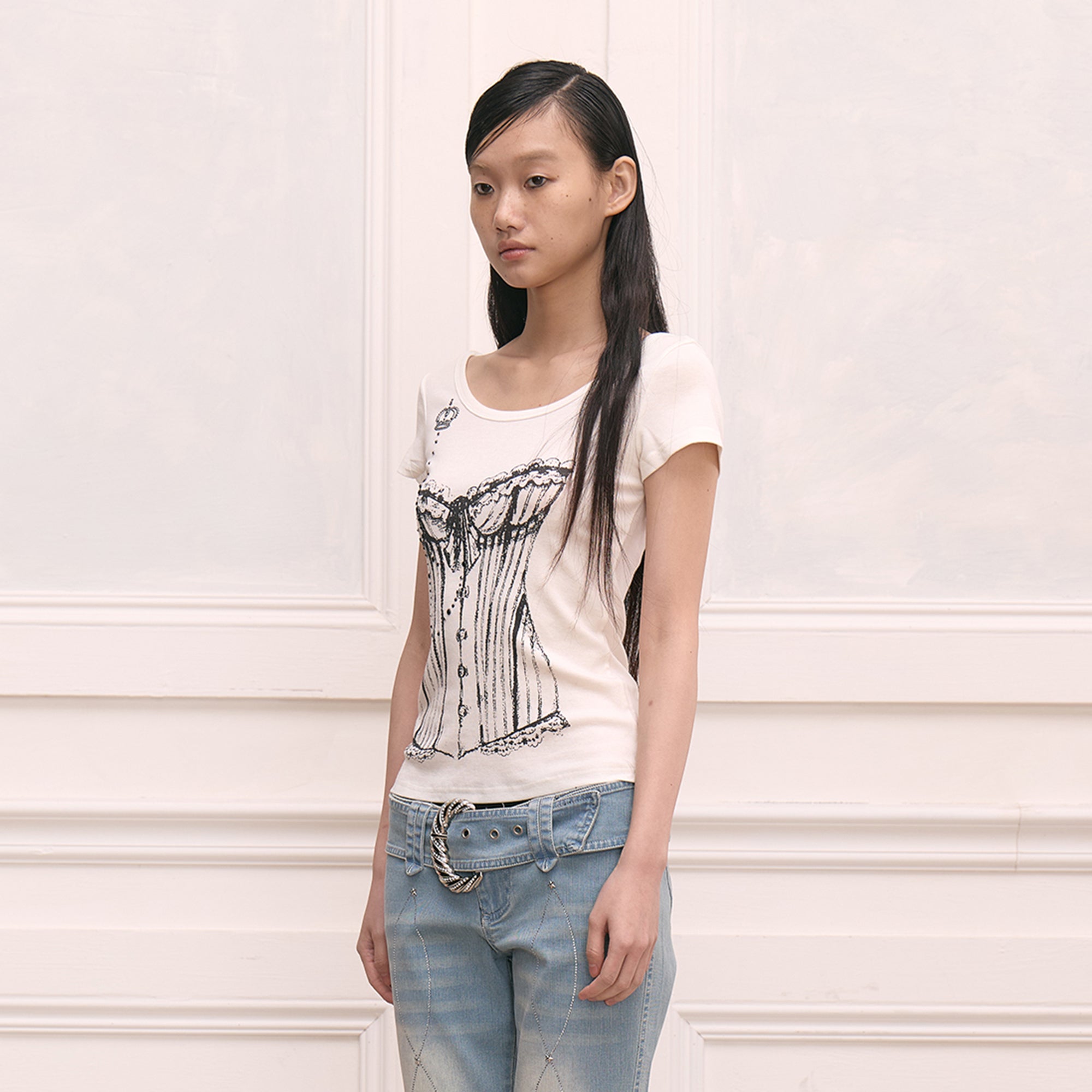 FAYCHUI Corset Graphic T-Shirt