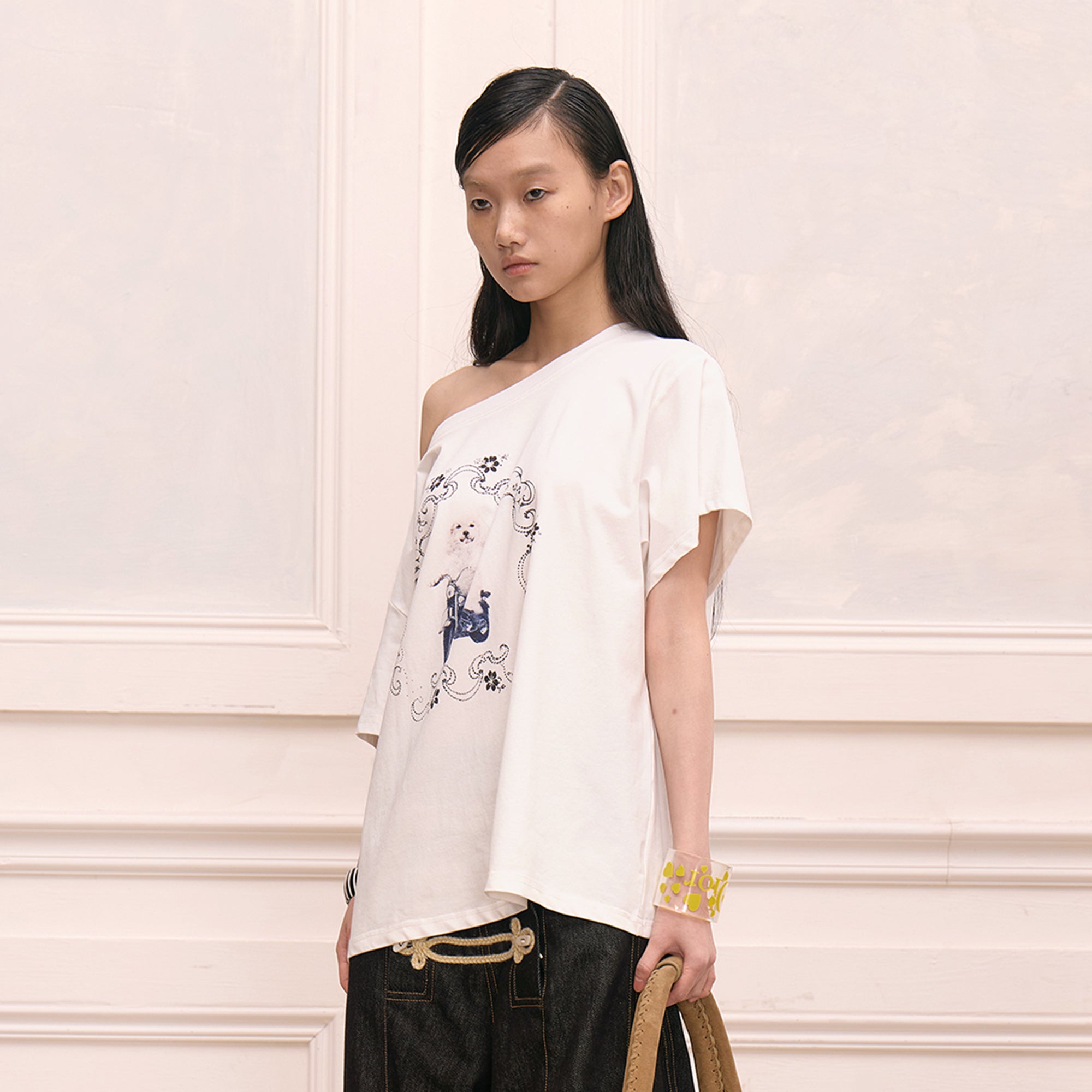 FAYCHUI Scooter Pup Graphic Oversized T-Shirt