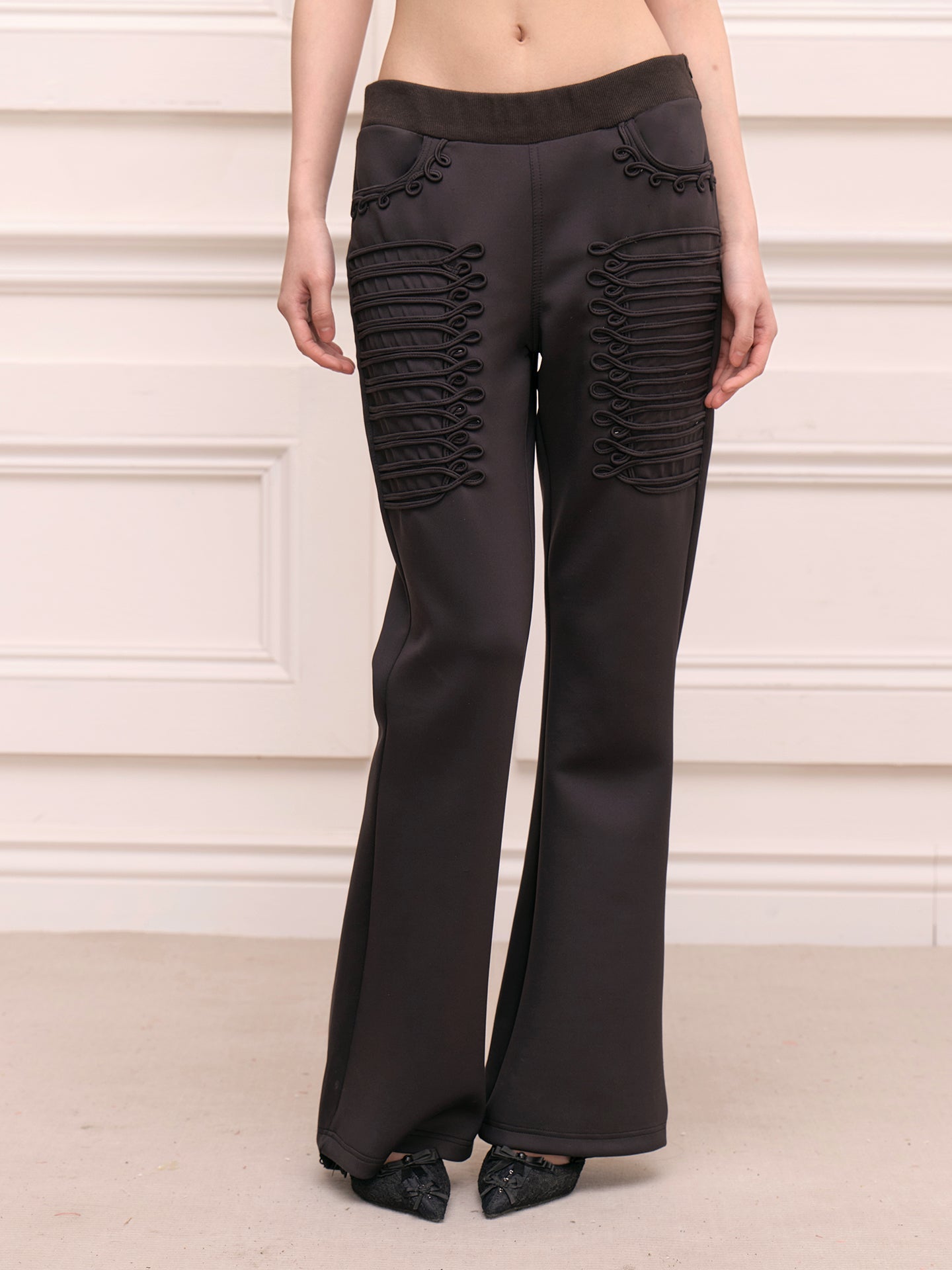 FAYCHUI Military Hussar Stretchable Flared Pants