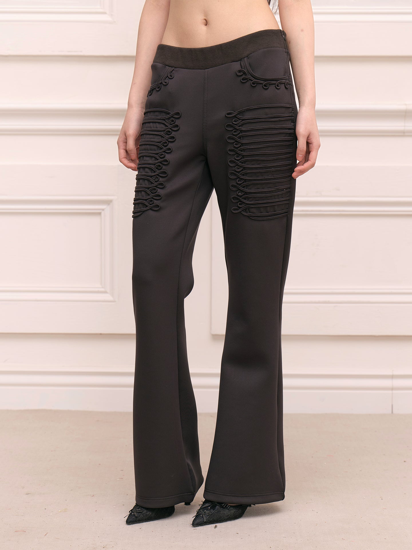 FAYCHUI Military Hussar Stretchable Flared Pants