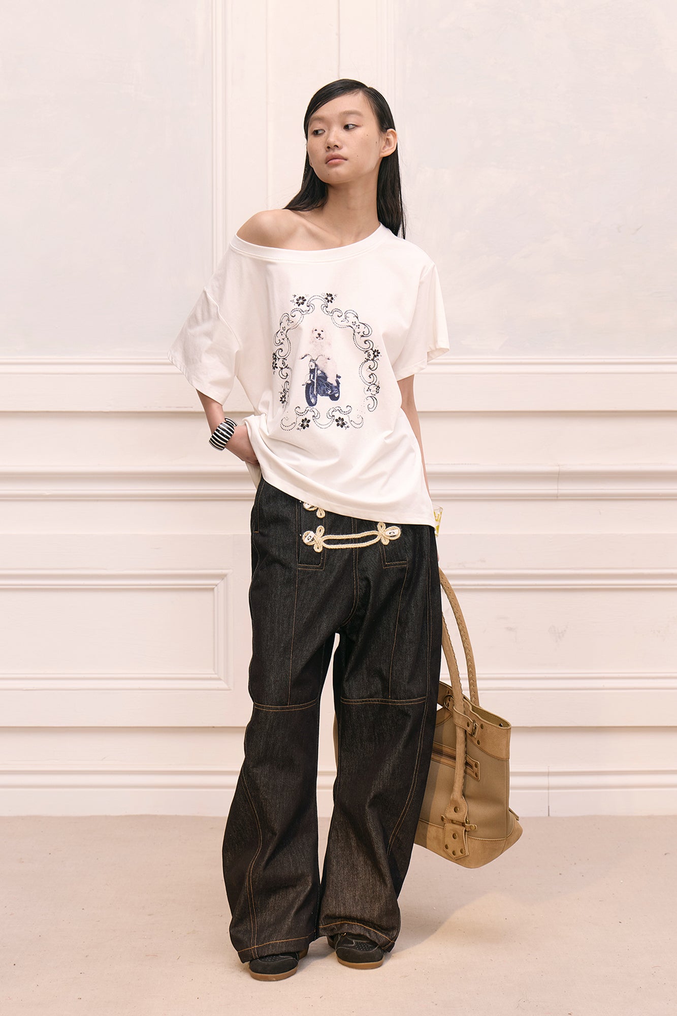 FAYCHUI Scooter Pup Graphic Oversized T-Shirt