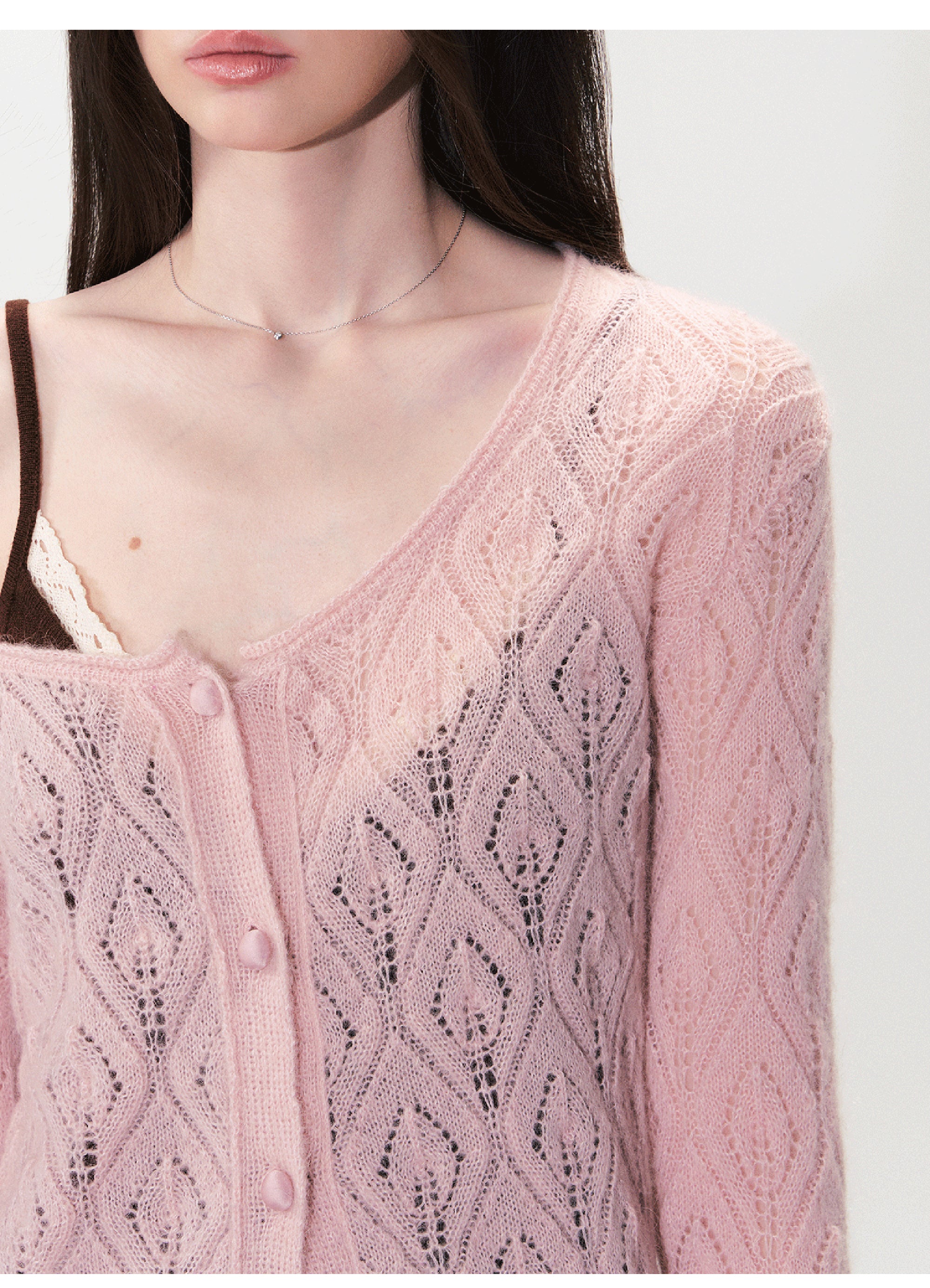 THE NEVERMORE Mohair Wool-Blend Pointelle Cardigan