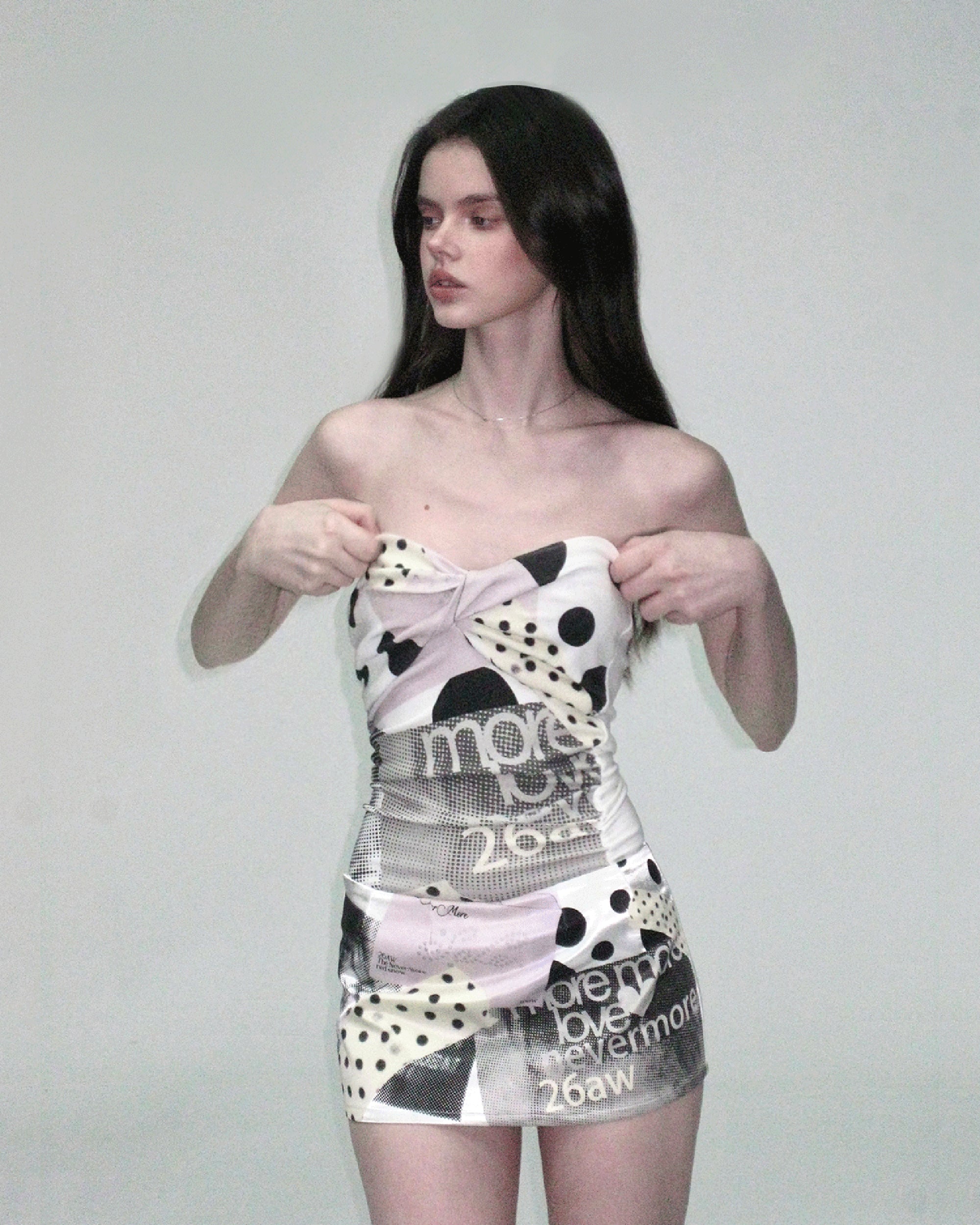 THE NEVERMORE Polka-Dot Twist-Front Tube Top