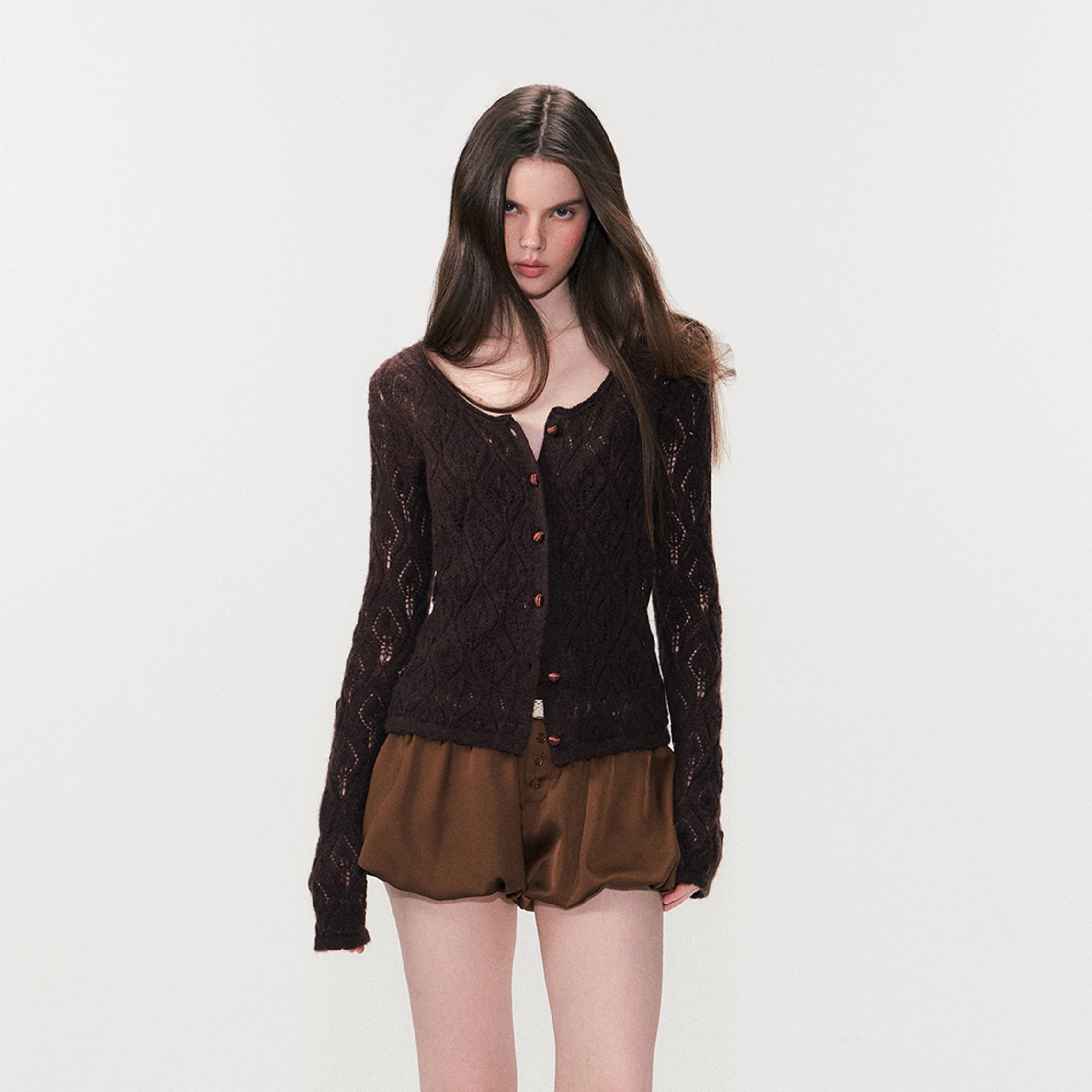 THE NEVERMORE Mohair Wool-Blend Pointelle Cardigan