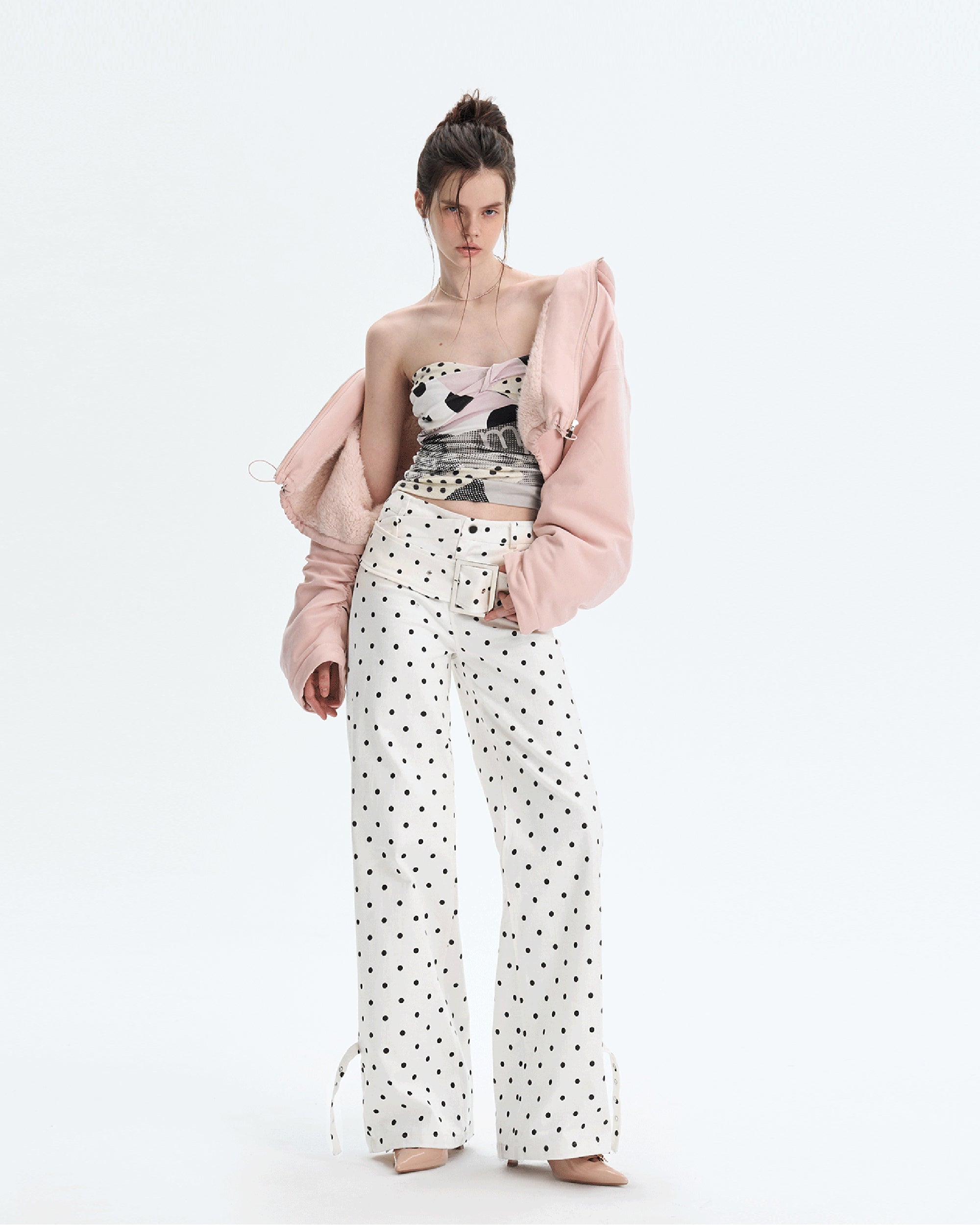 THE NEVERMORE Polka-Dot Twist-Front Tube Top