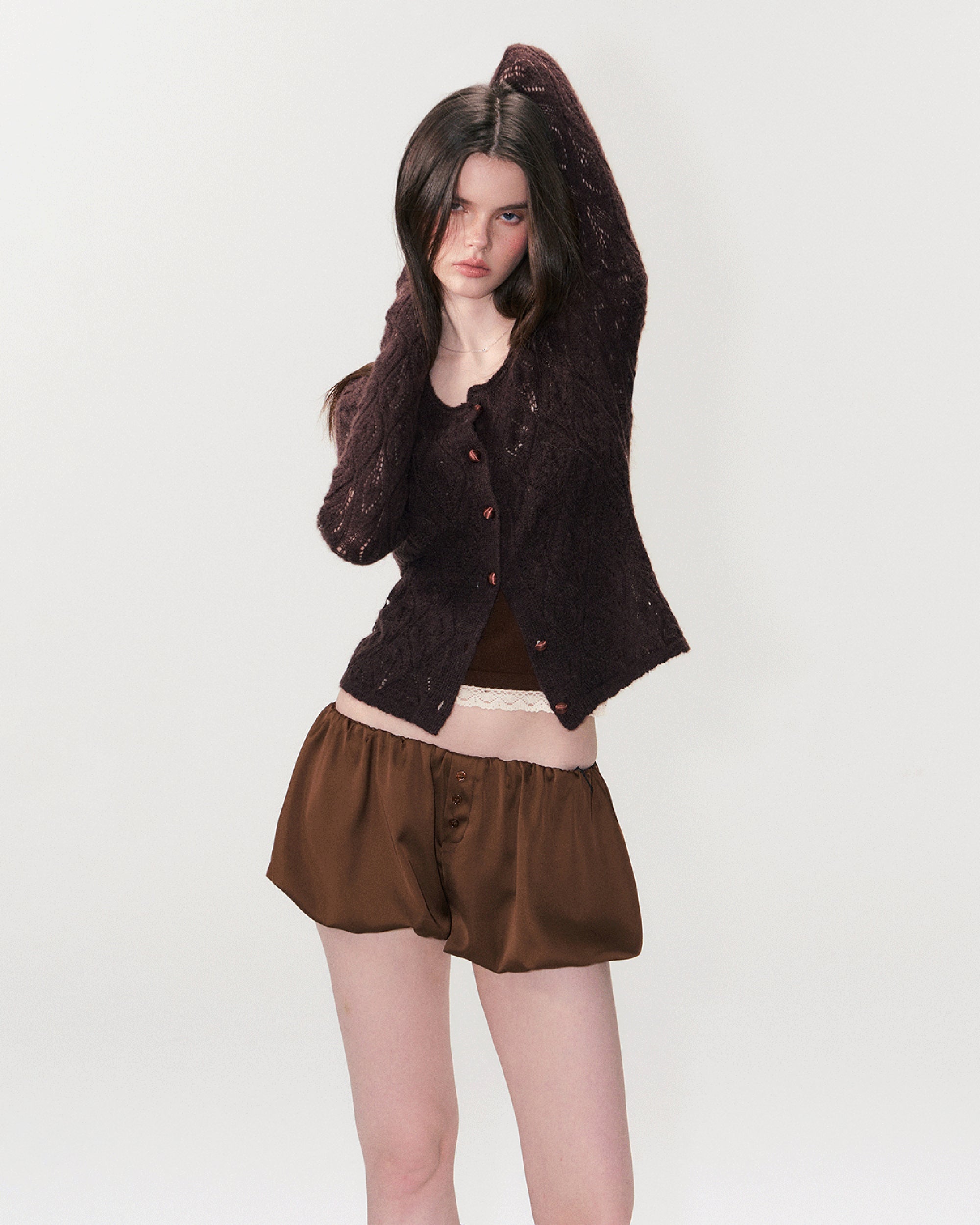 THE NEVERMORE Mohair Wool-Blend Pointelle Cardigan