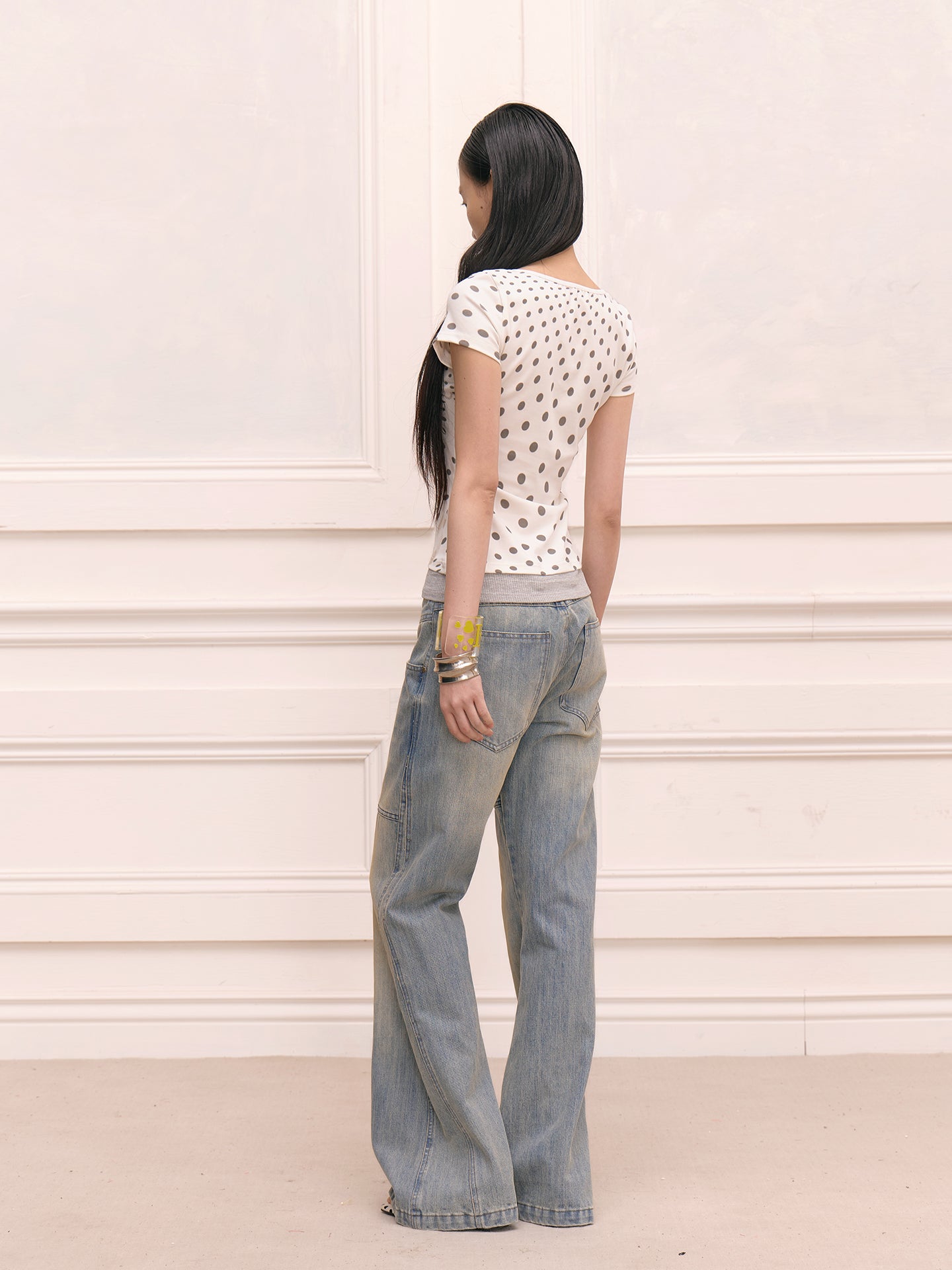 FAYCHUI Asymmetrical Button-Up Wide-Leg Jeans