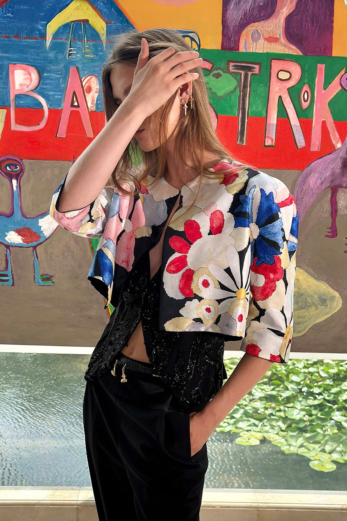 WINGFREE Reversible Floral Cropped Jacket