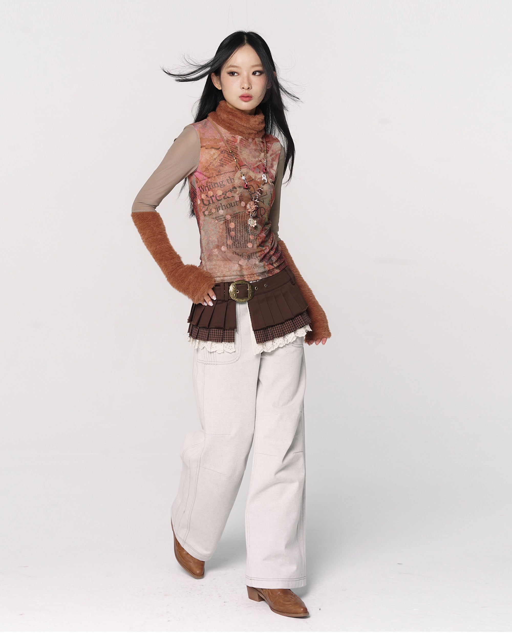 CONFUN Floral Embroidered Studded Waist Jeans