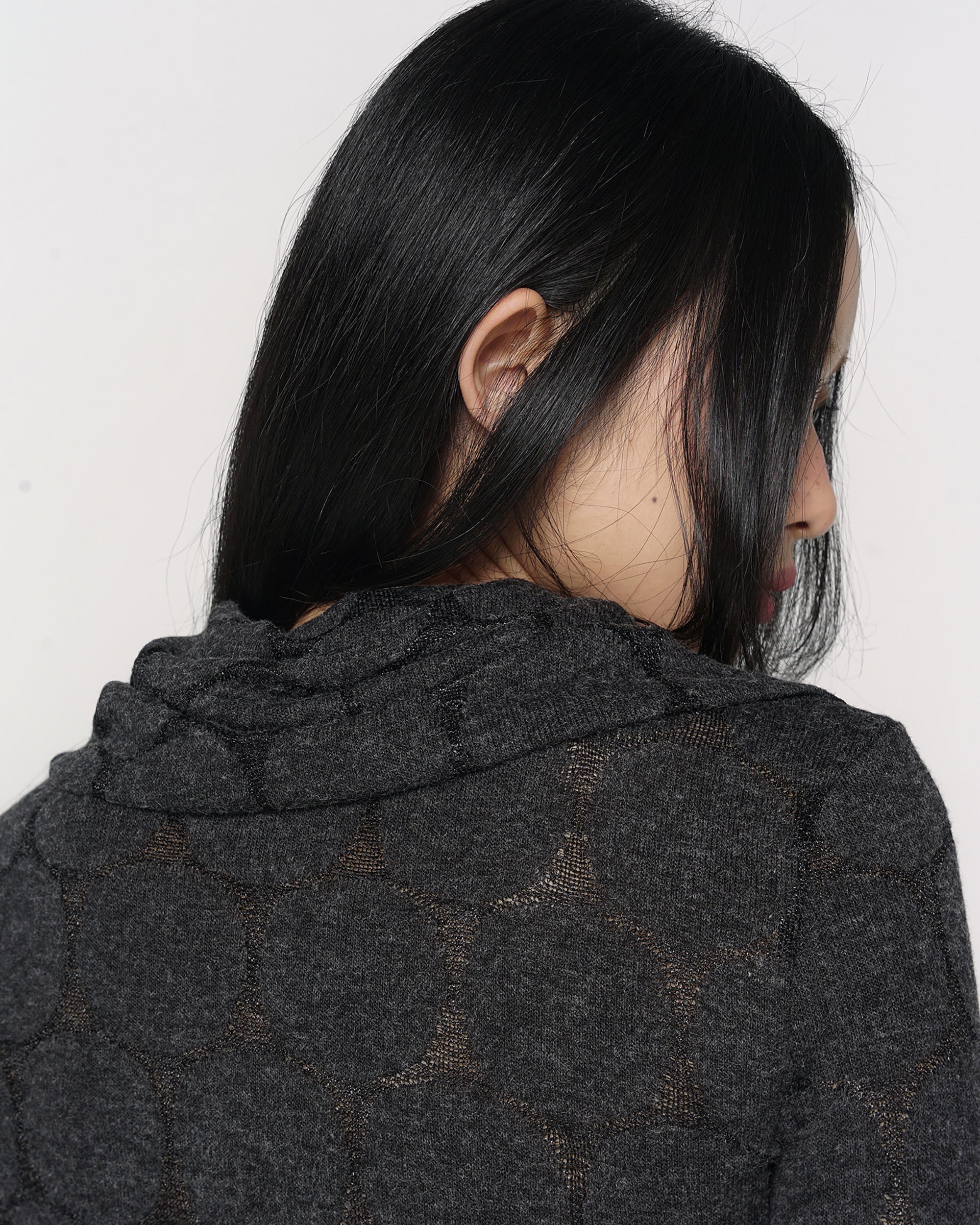 CONFUN Paneled Rivet Jacquard Henley Long-Sleeve Tee