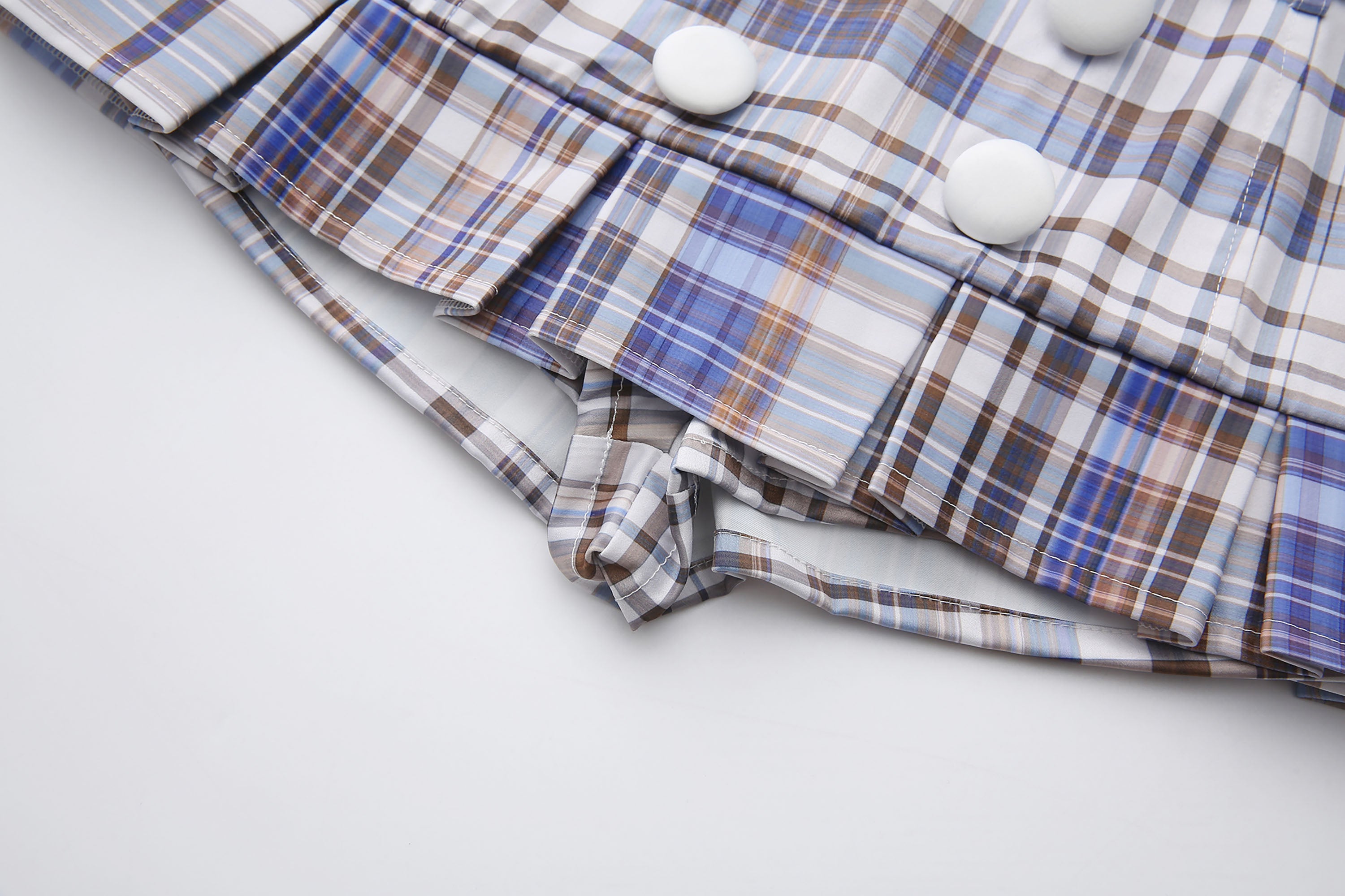 NEVER OFFEND L ANGEL Preppy Plaid Strapless Top & Skorts