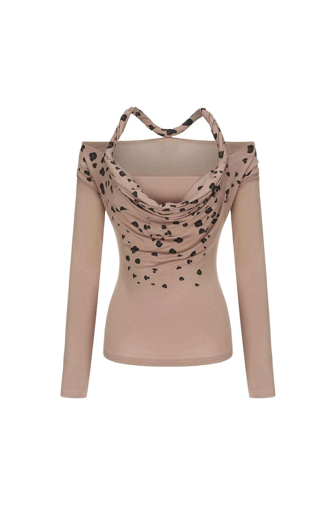 NEVER OFFEND L ANGEL Leopard-Draped Twisted Off-Shoulder Top