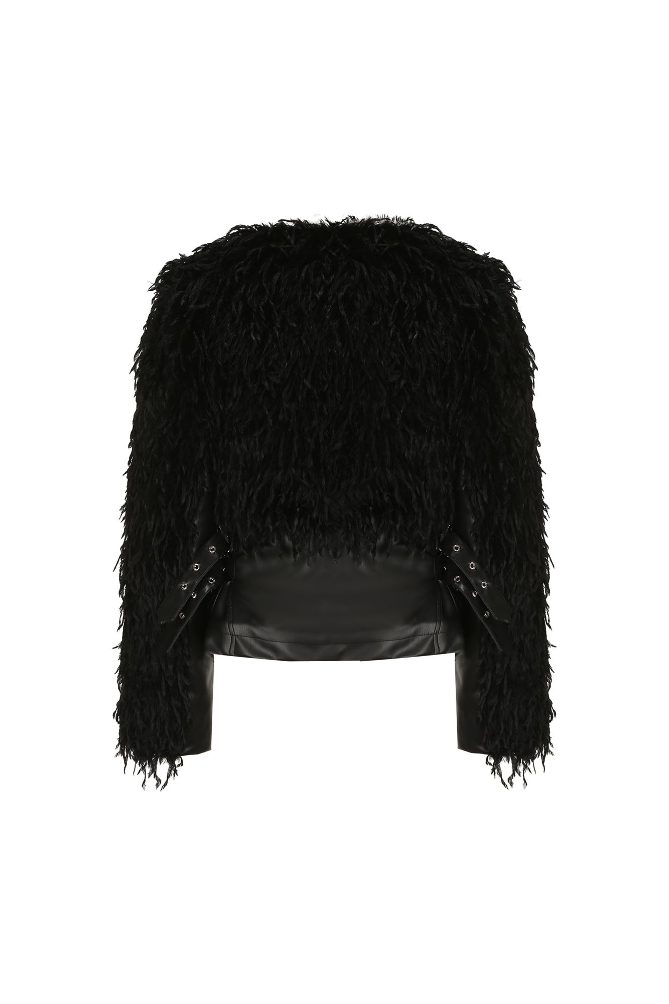 NEVER OFFEND L ANGEL Waisted Faux-Fur Spliced Faux Leather Jacket