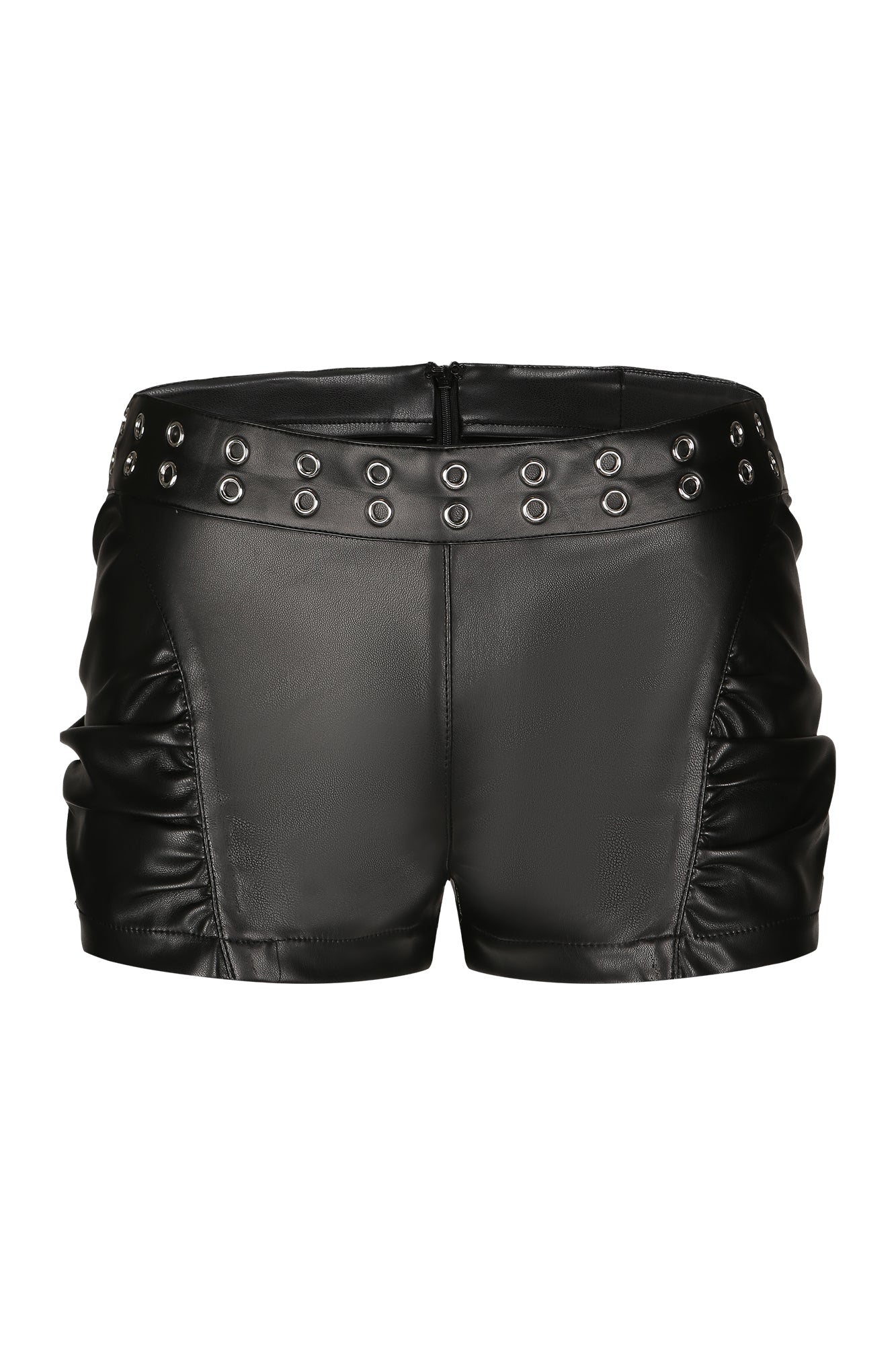 NEVER OFFEND L ANGEL Grommet-Waist Ruched Hot Shorts