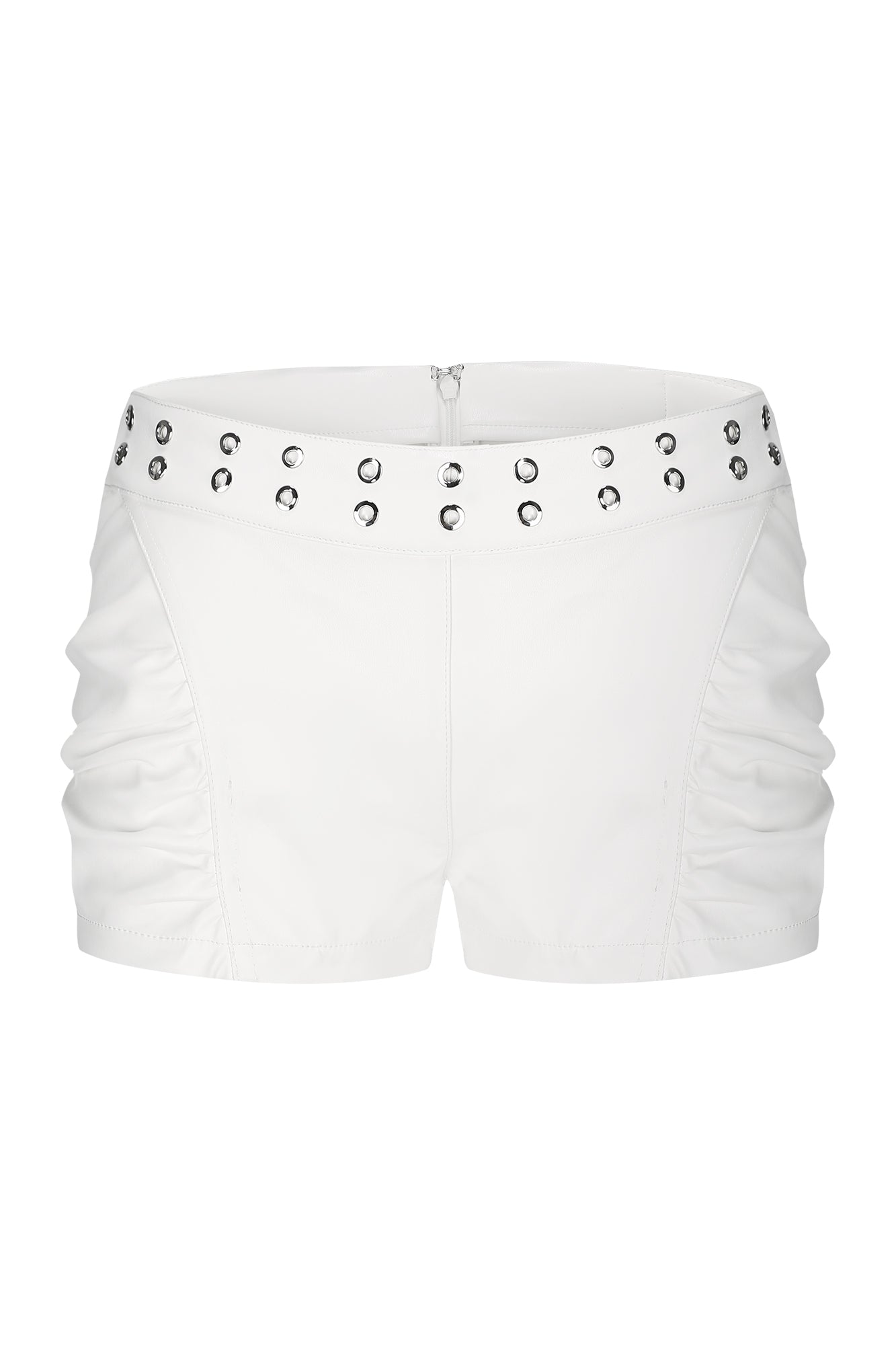 NEVER OFFEND L ANGEL Grommet-Waist Ruched Hot Shorts