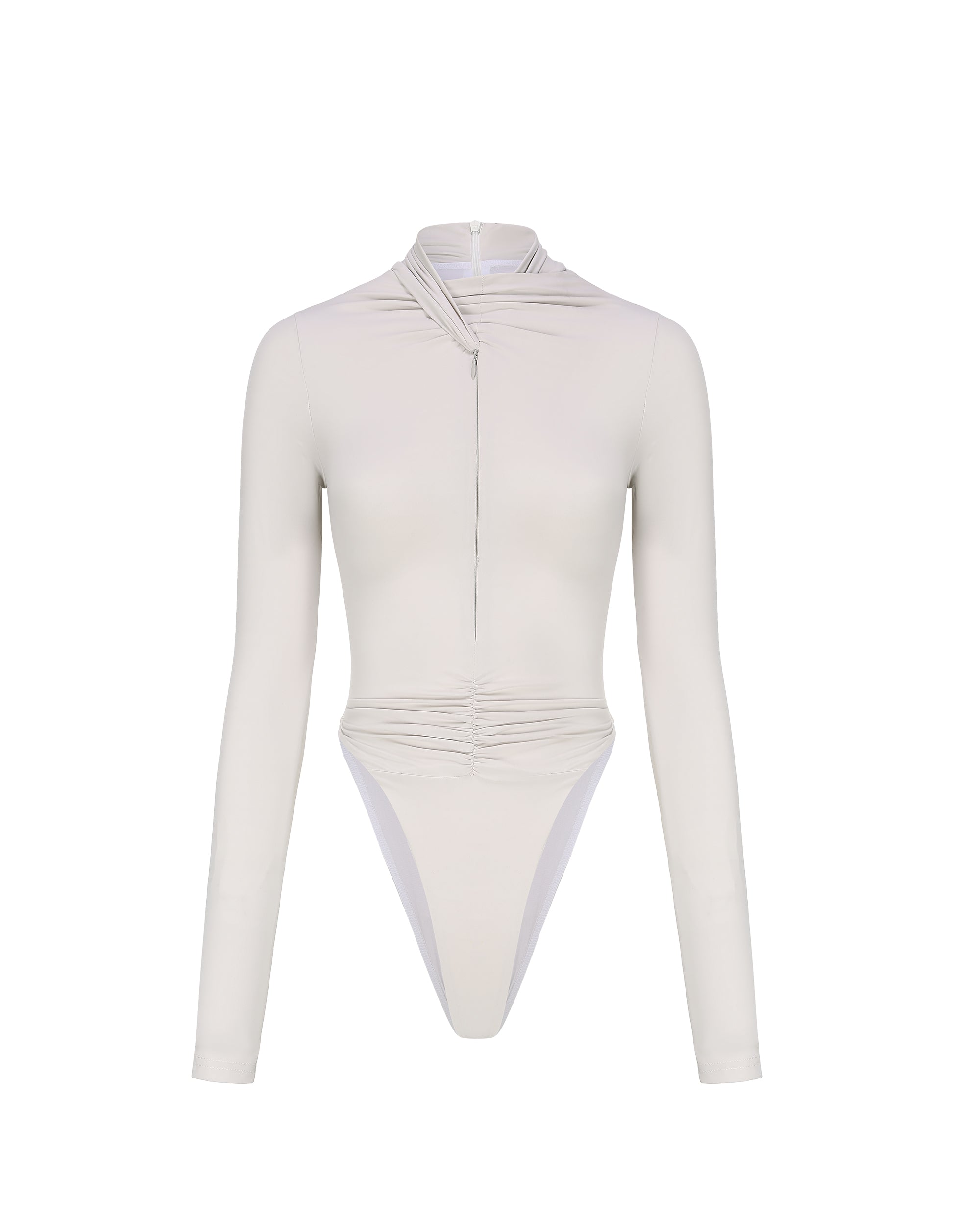 NEVER OFFEND L ANGEL Twist-Neck Zip-Front Bodysuit