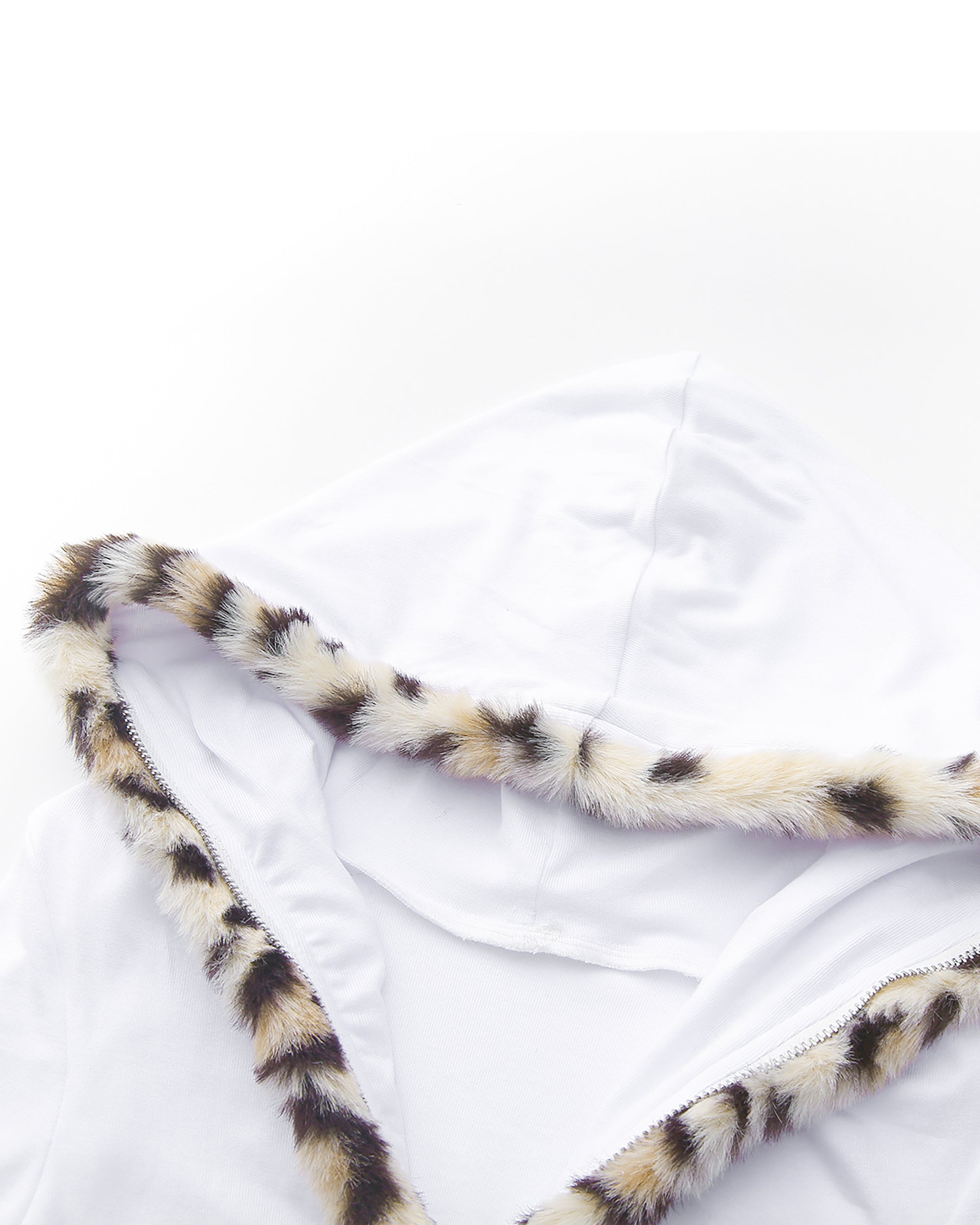 NEVER OFFEND L ANGEL Leopard-Trim Deep-V Zip-Up Knit Bodysuit