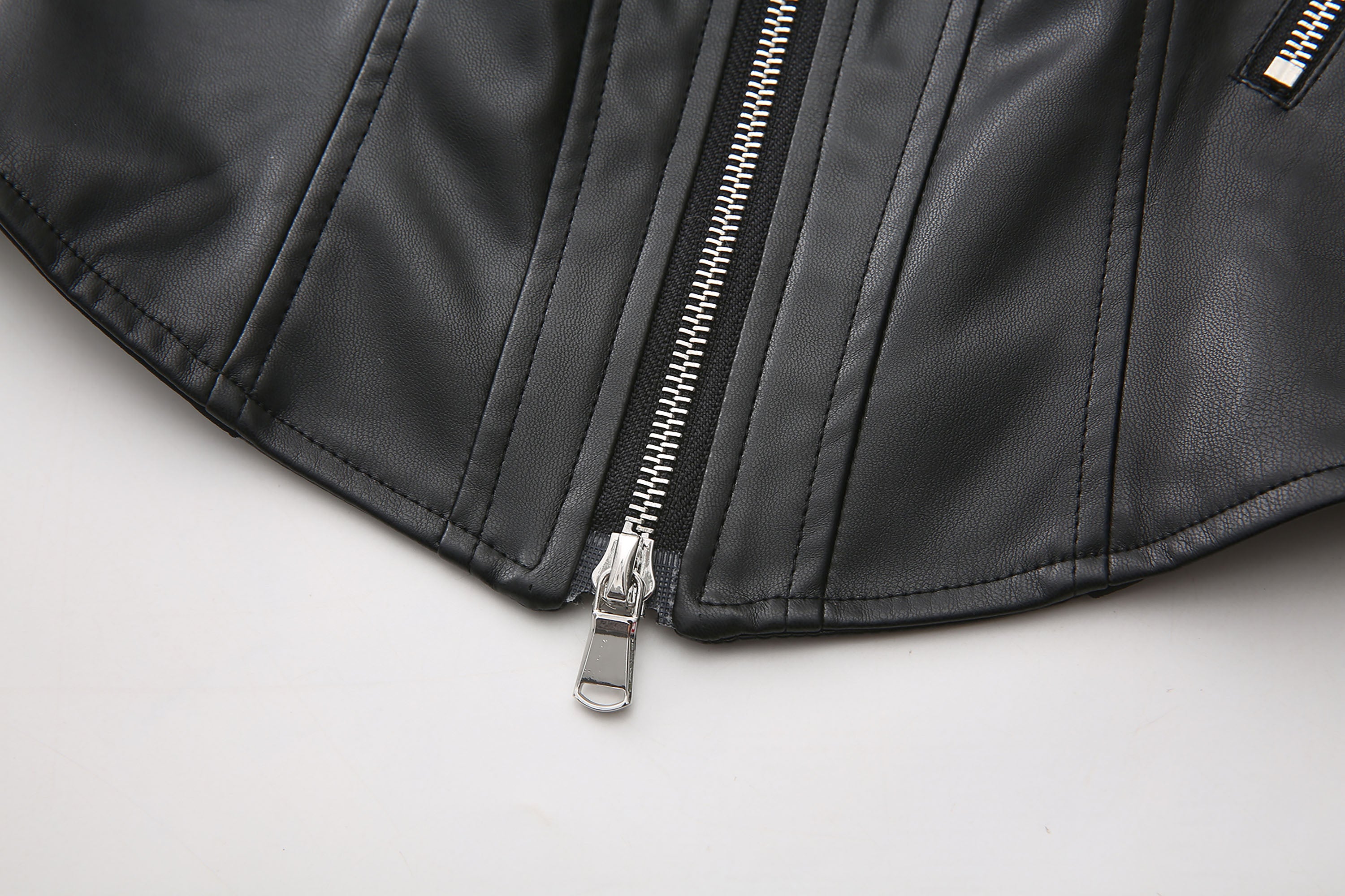 NEVER OFFEND L ANGEL Paneled Faux-Leather Zip-Up Halter Top