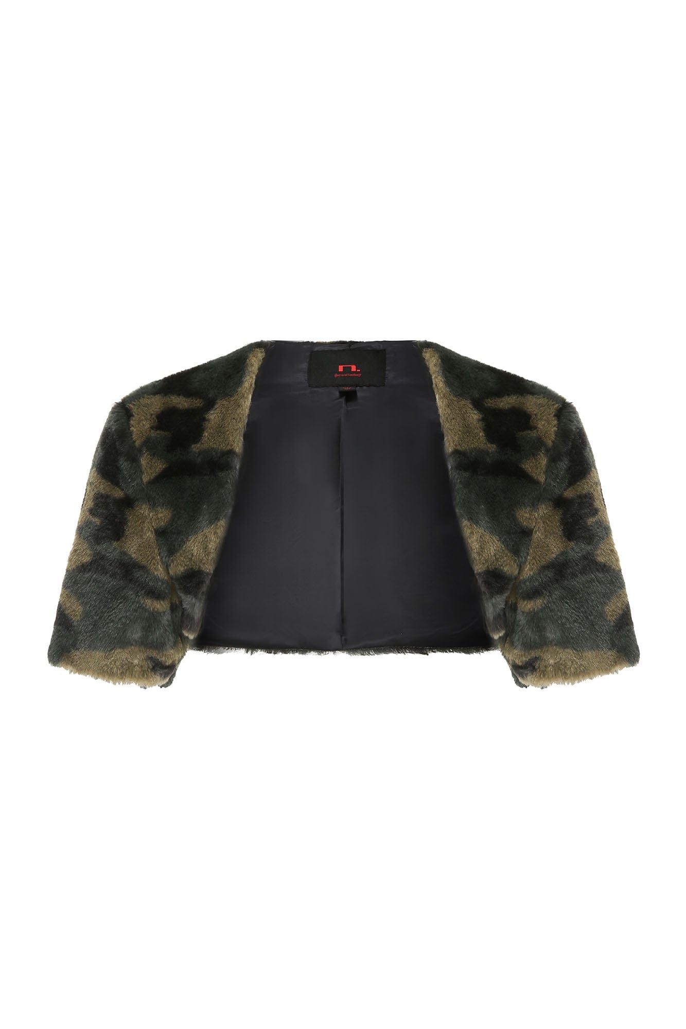 NEVER OFFEND L ANGEL Camo Faux-Fur Cropped Shrug
