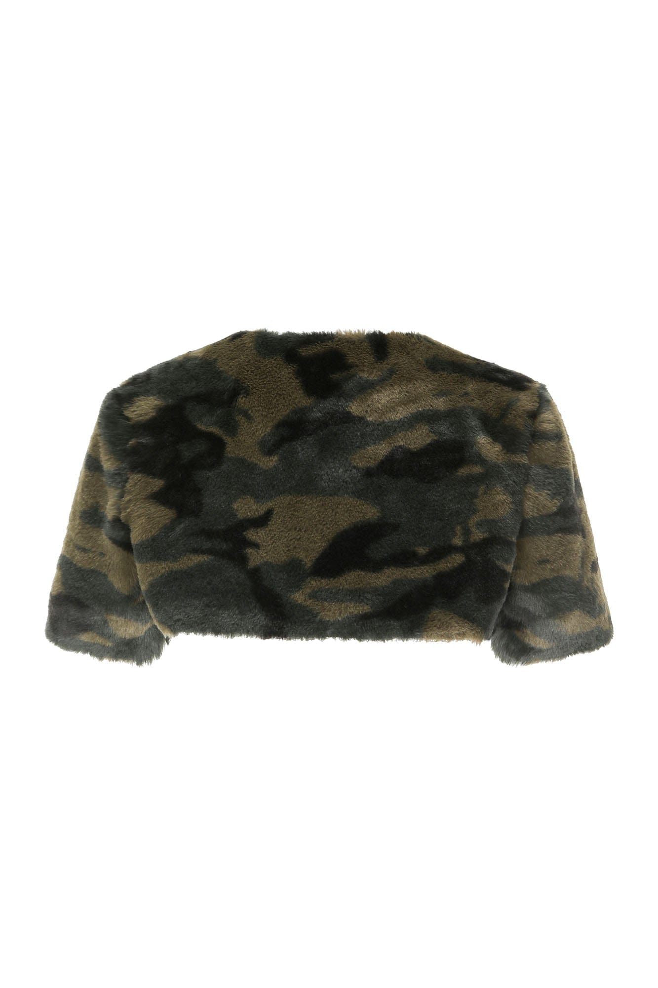 NEVER OFFEND L ANGEL Camo Faux-Fur Cropped Shrug