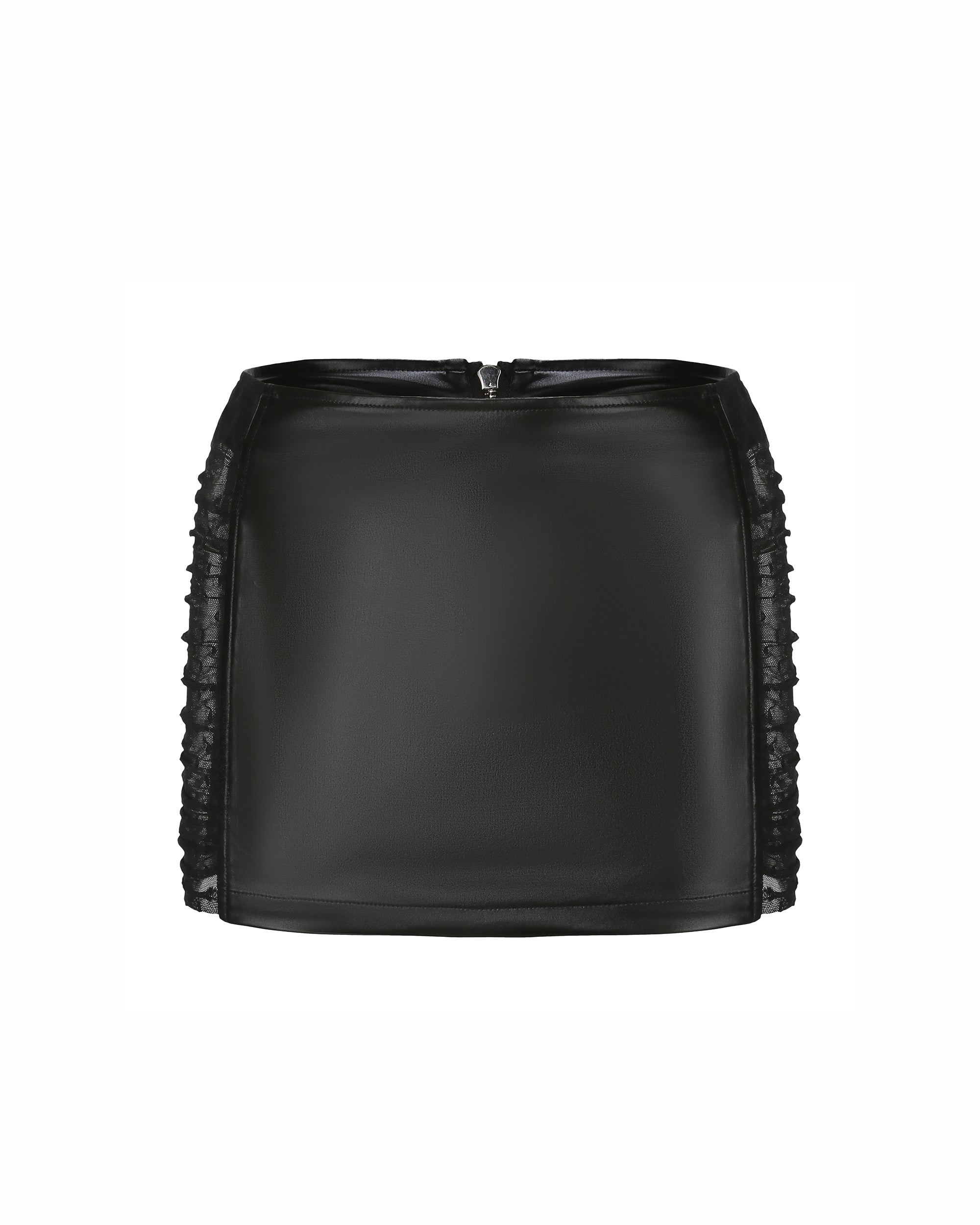 NEVER OFFEND L ANGEL Sheer-Lace Spliced Faux Leather Mini Skirt