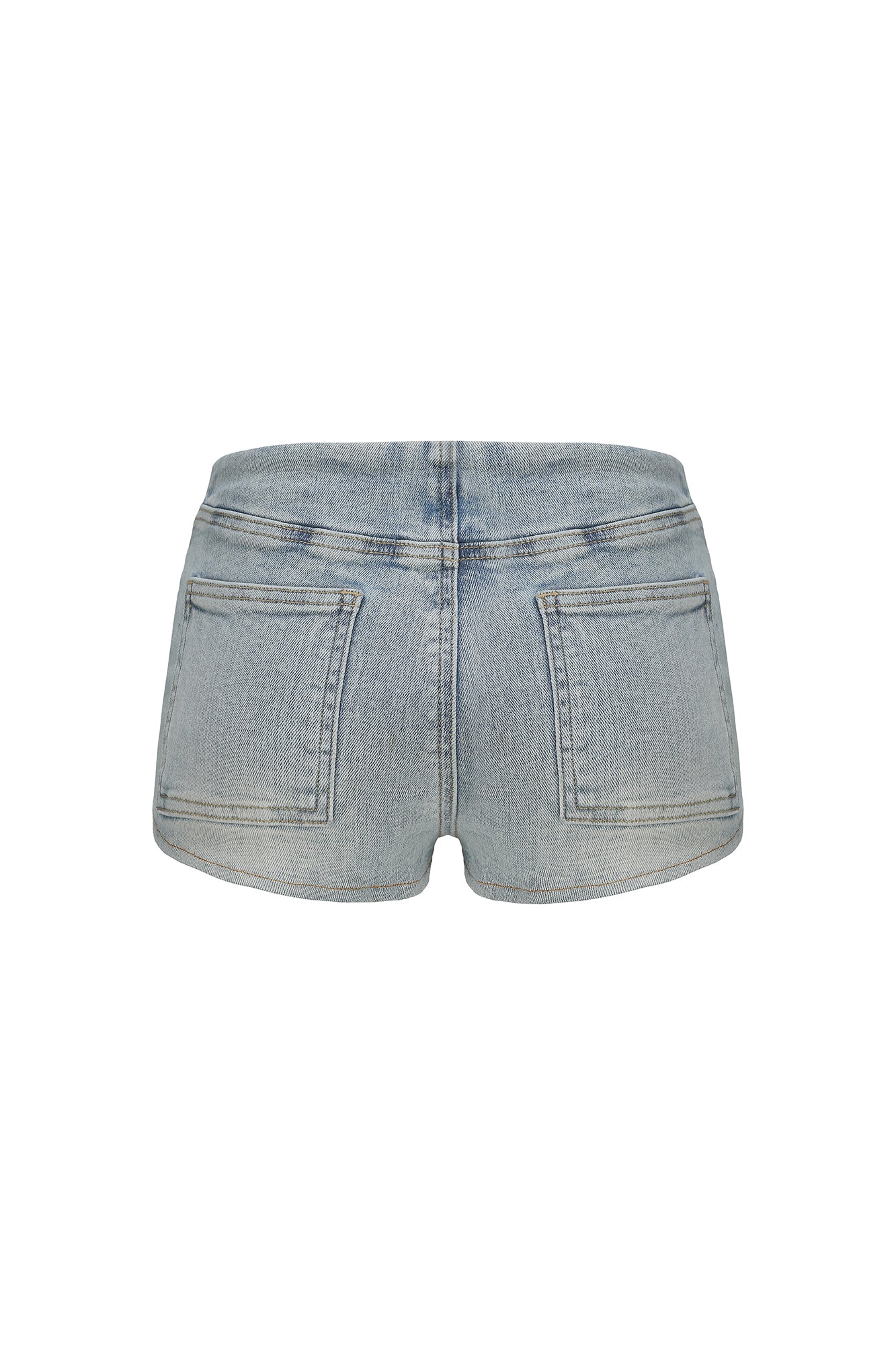 NEVER OFFEND L ANGEL Grommet-Paneled Washed Denim Hot Shorts