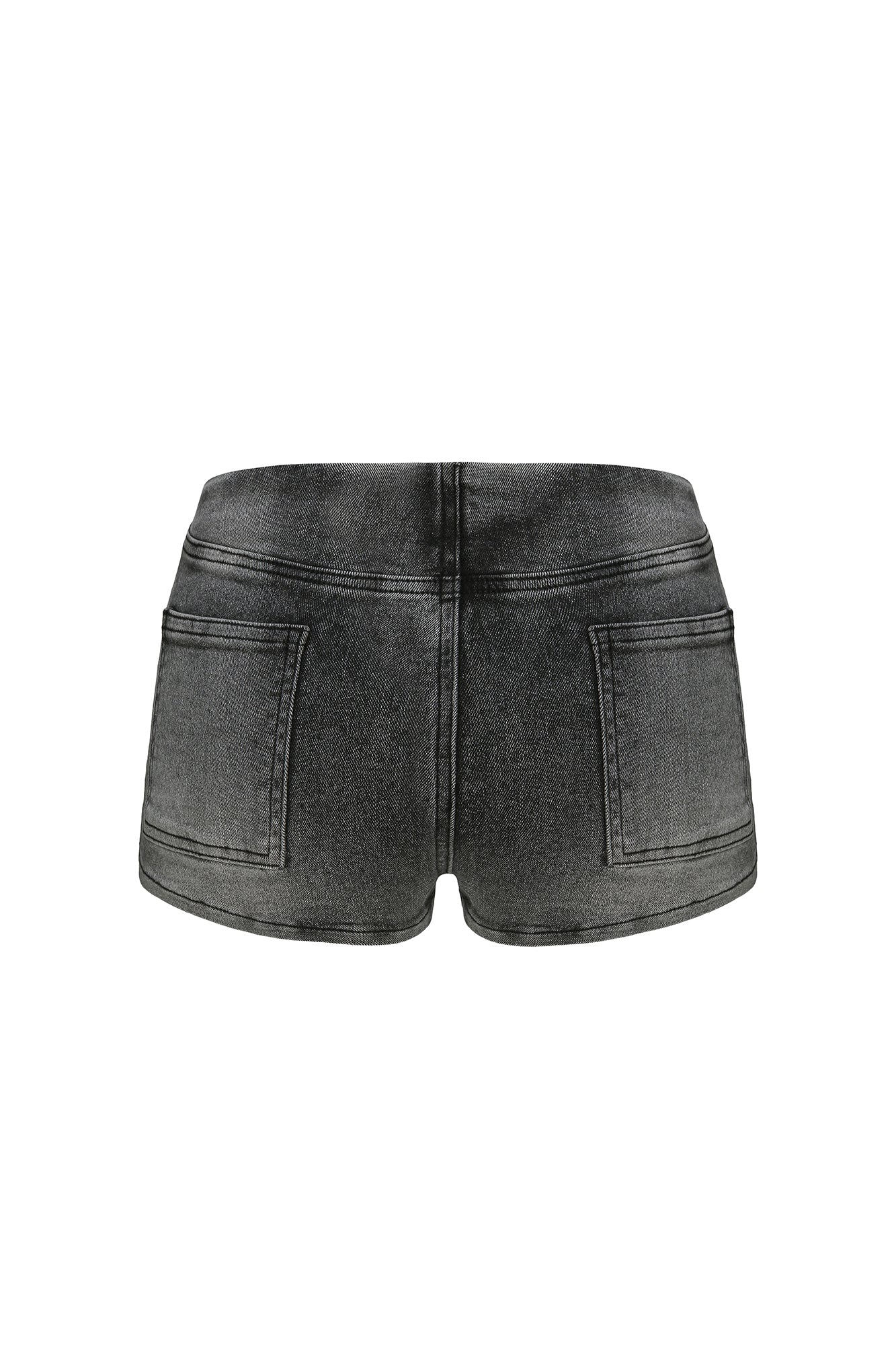 NEVER OFFEND L ANGEL Grommet-Paneled Washed Denim Hot Shorts