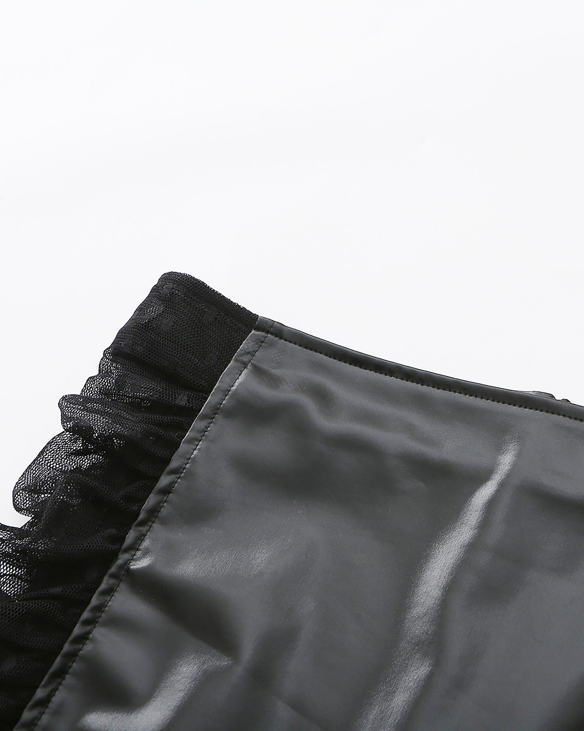 NEVER OFFEND L ANGEL Sheer-Lace Spliced Faux Leather Mini Skirt