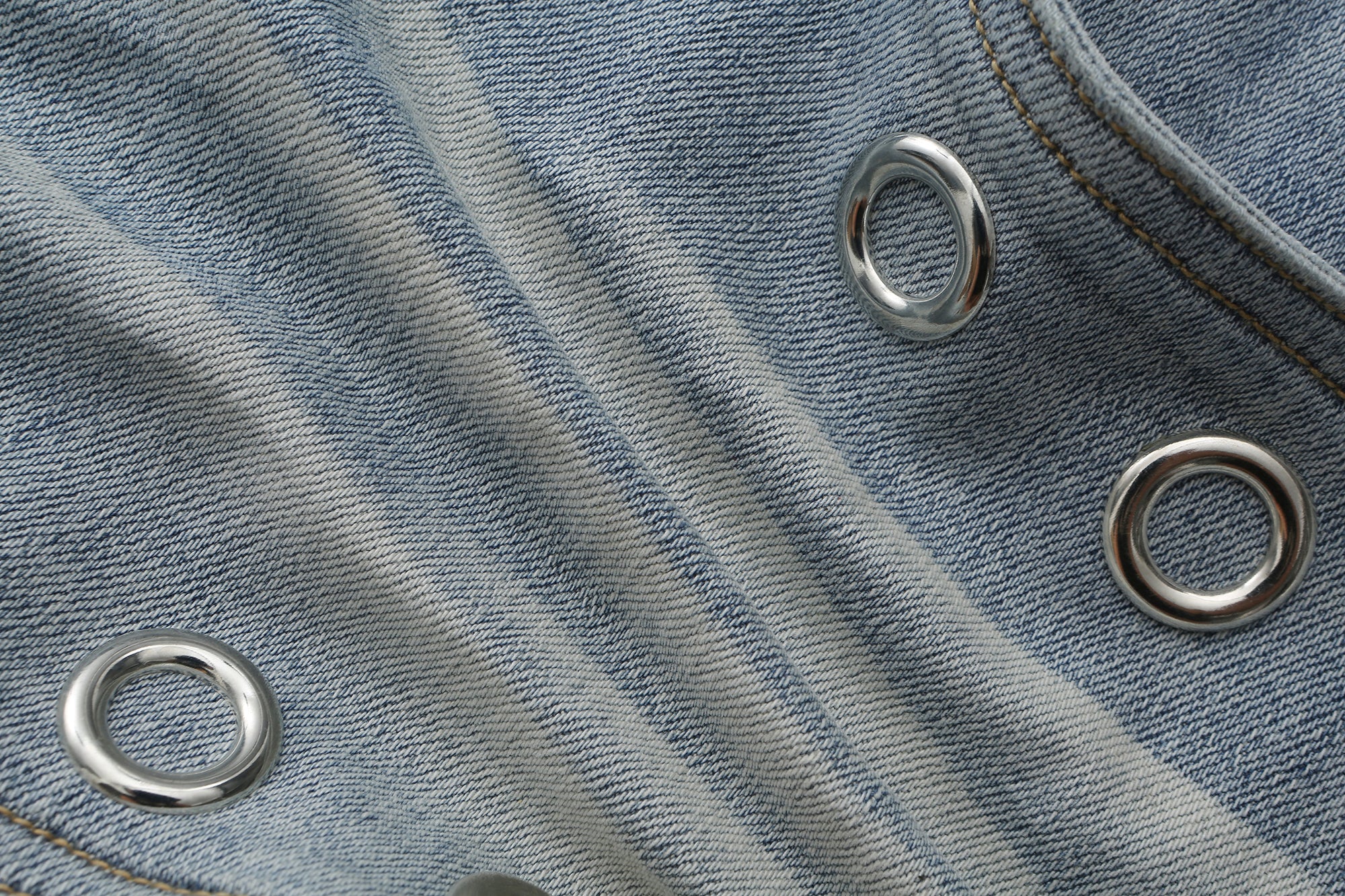 NEVER OFFEND L ANGEL Grommet-Paneled Washed Denim Hot Shorts