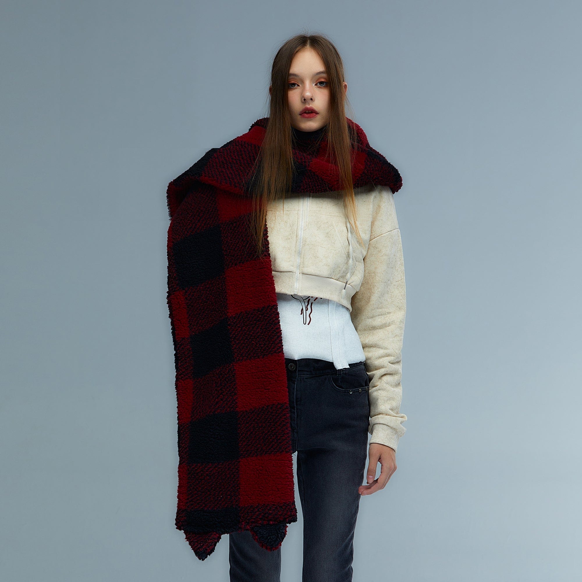 EMOHA Plaid Punk Kitty Scarf