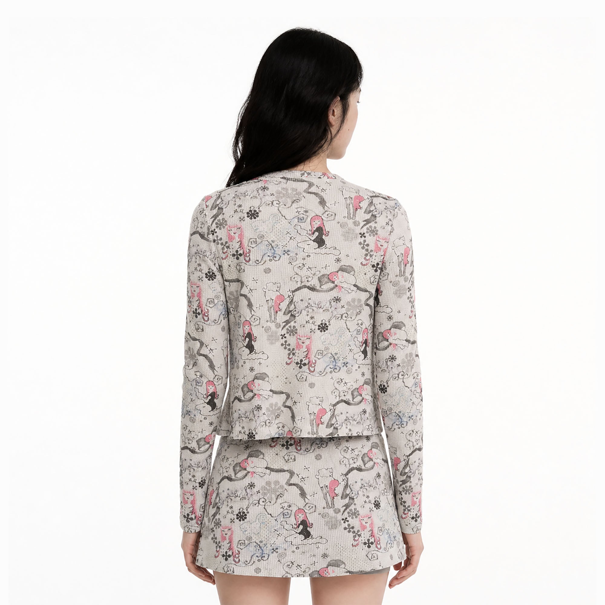 CONFUN Fantasy Full-Print Cropped Cardigan