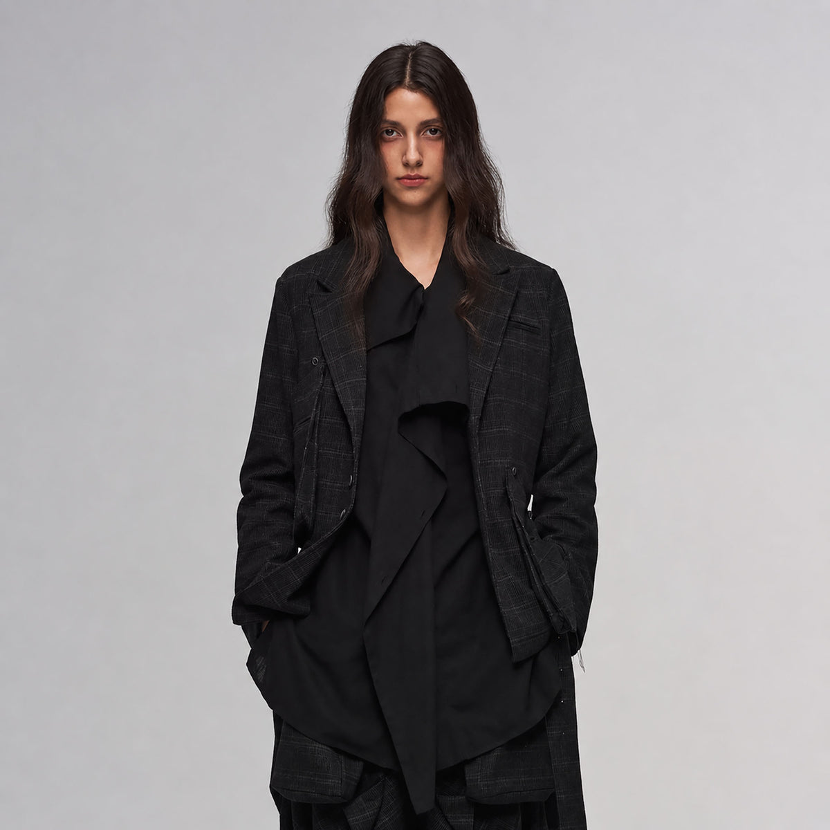 ILNya Nieternite Nifutur Deconstructed Detachable Plaid Blazer
