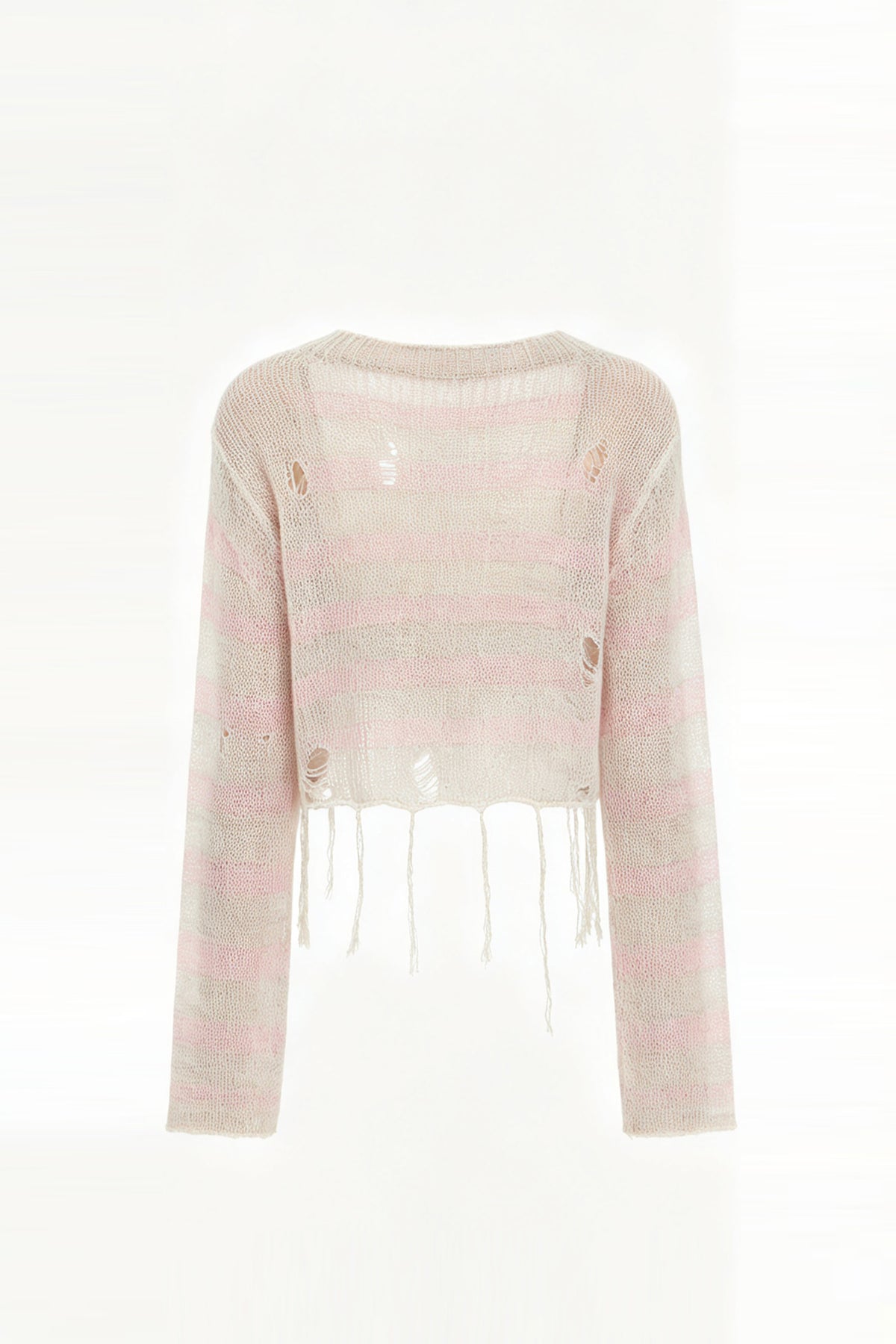 FAYCHUI Distressed Wool-Blend Cropped Knit Top