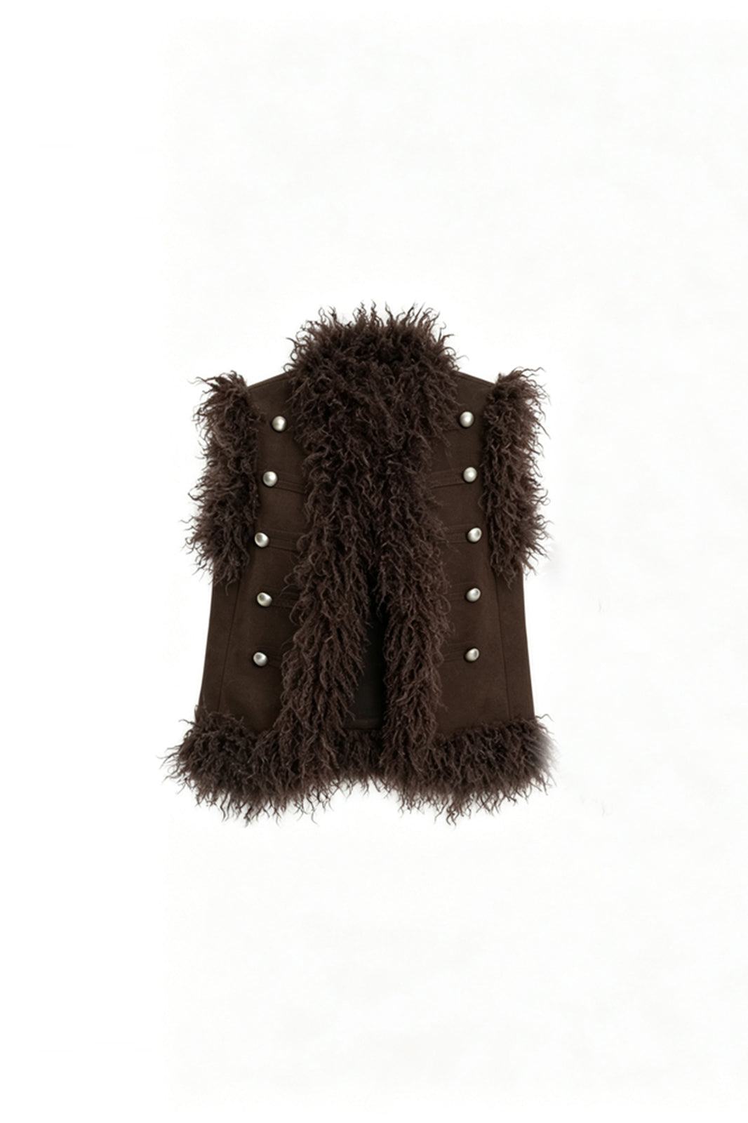 FAYCHUI Faux Fur Trim Button Vest