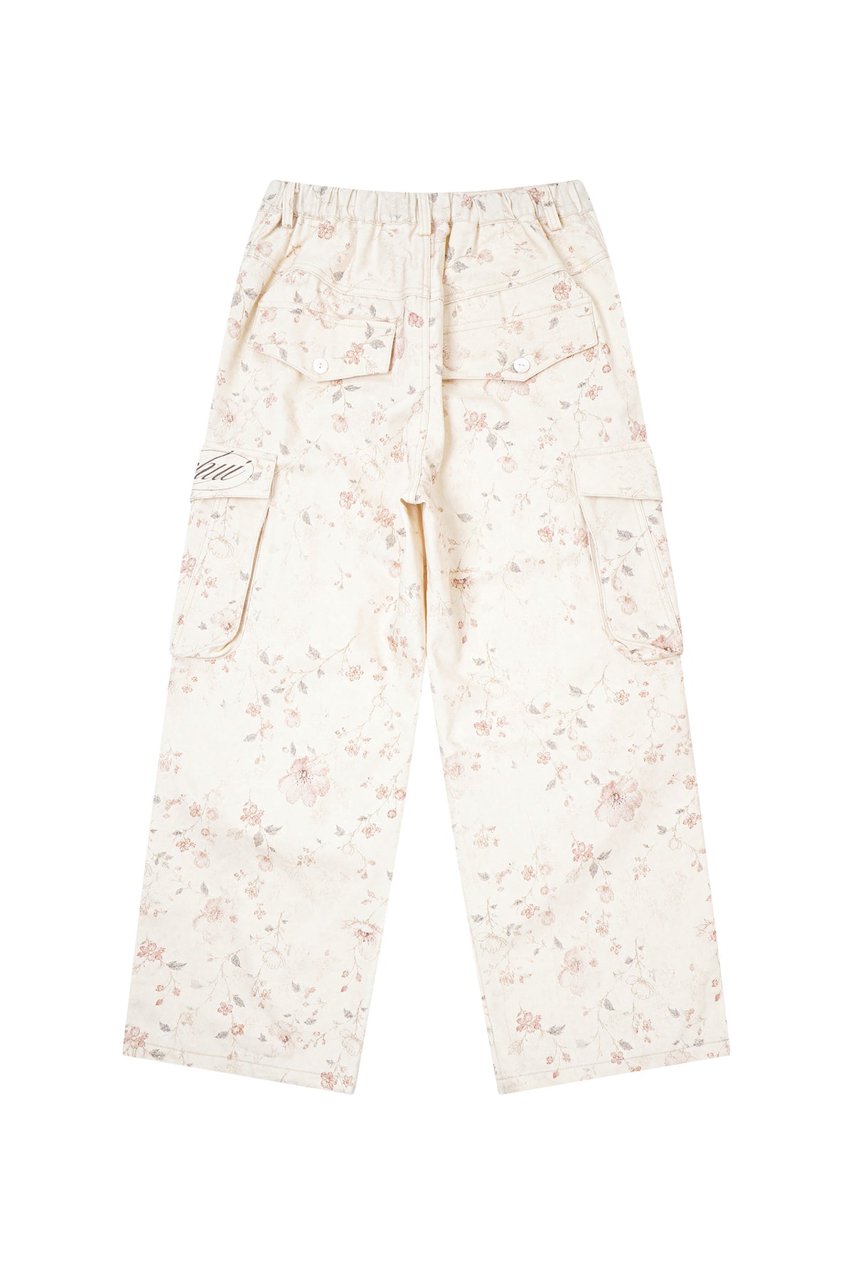 FAYCHUI Full-Print Floral Low-Rise Cargo Straight-Leg Pants