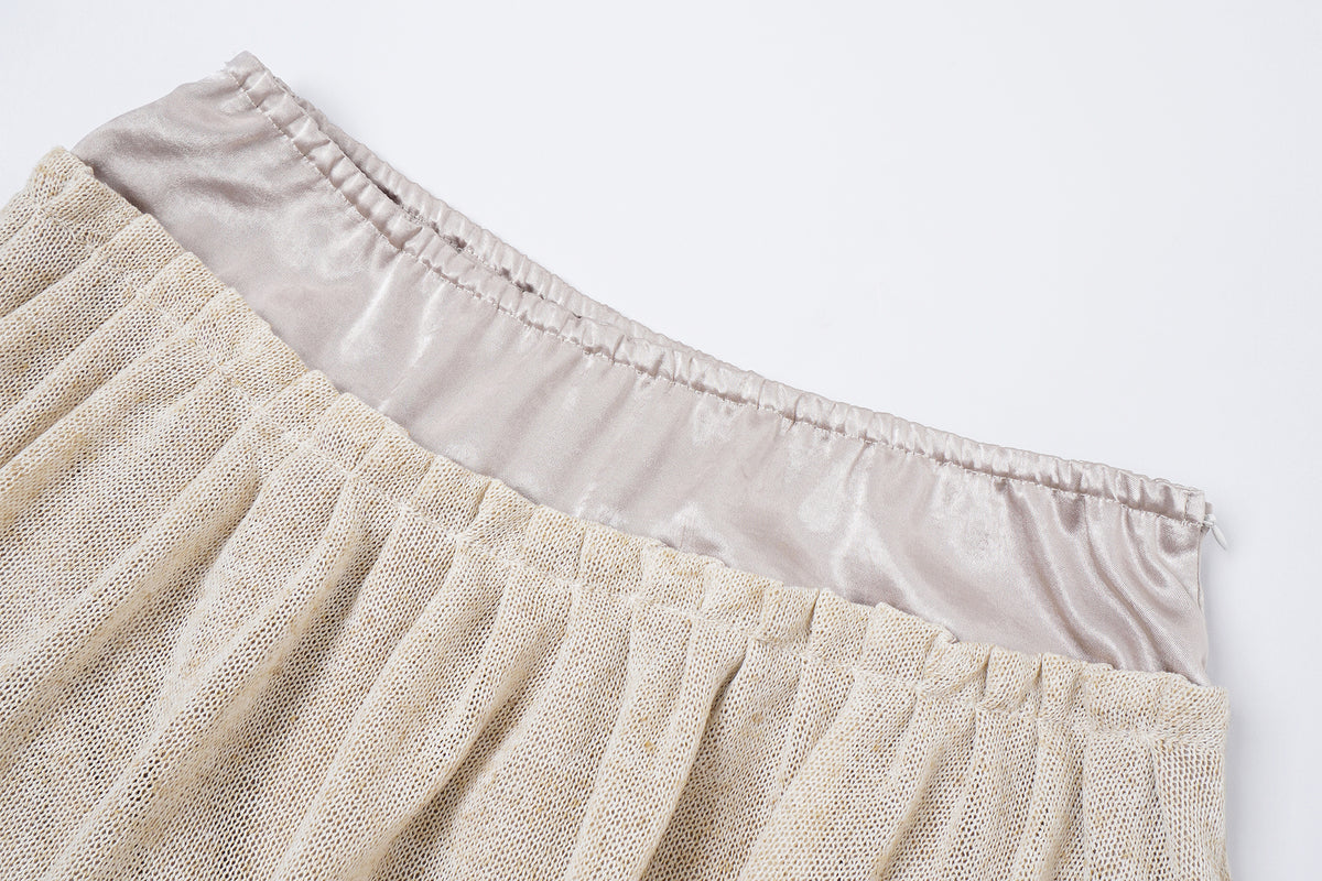 FAYCHUI Asymmetric Button-Waist Bubble Midi Skirt