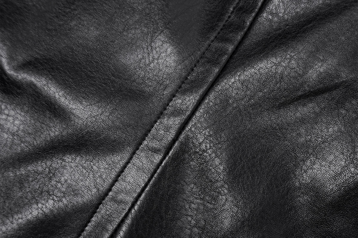 FAYCHUI Faux-Leather Asymmetric Zip Funnel-Neck Jacket