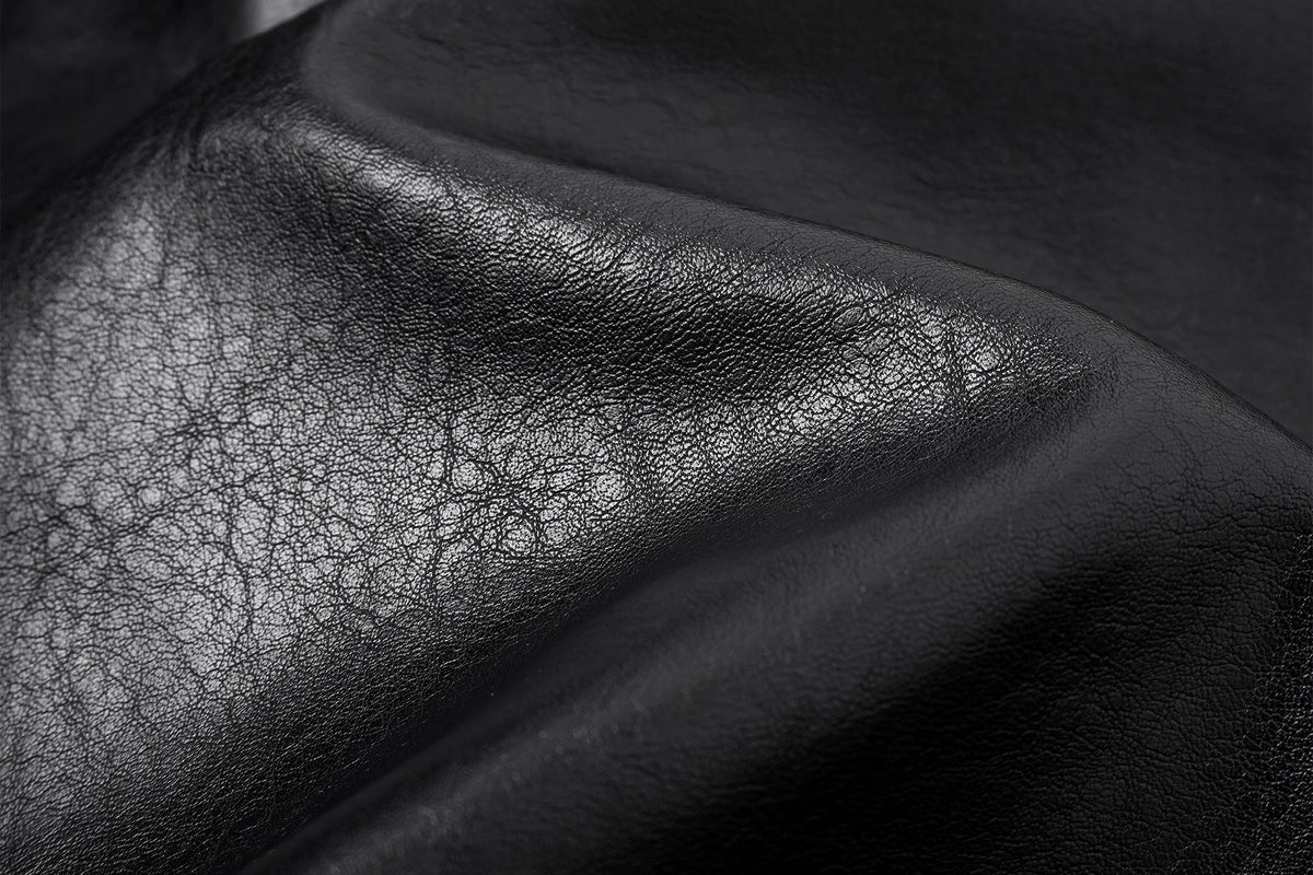 FAYCHUI Faux-Leather Asymmetric Zip Funnel-Neck Jacket