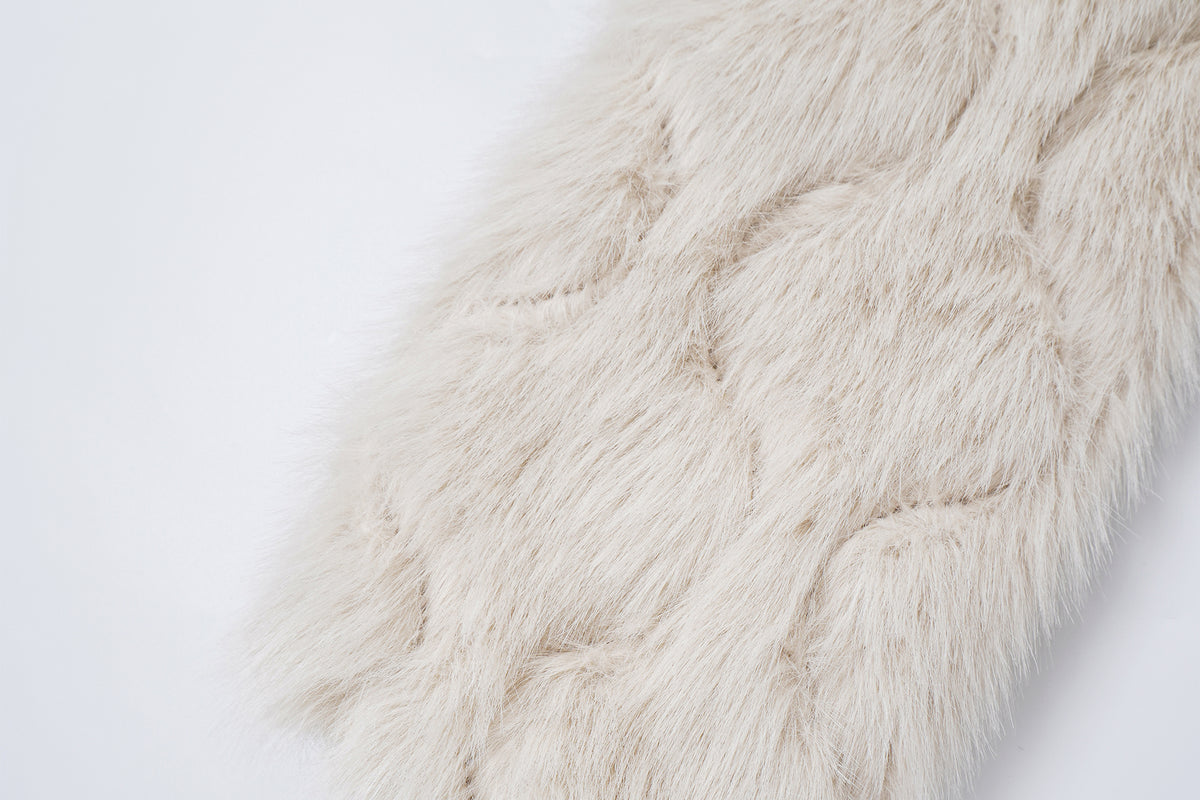 FAYCHUI Multi-Button Embossed Faux Fur Jacket