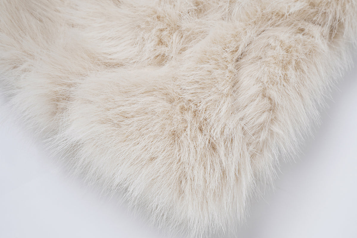 FAYCHUI Multi-Button Embossed Faux Fur Jacket