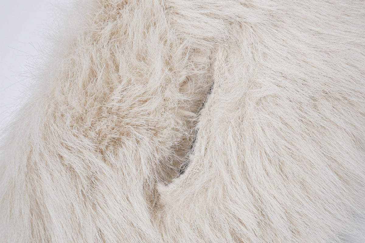 FAYCHUI Multi-Button Embossed Faux Fur Jacket