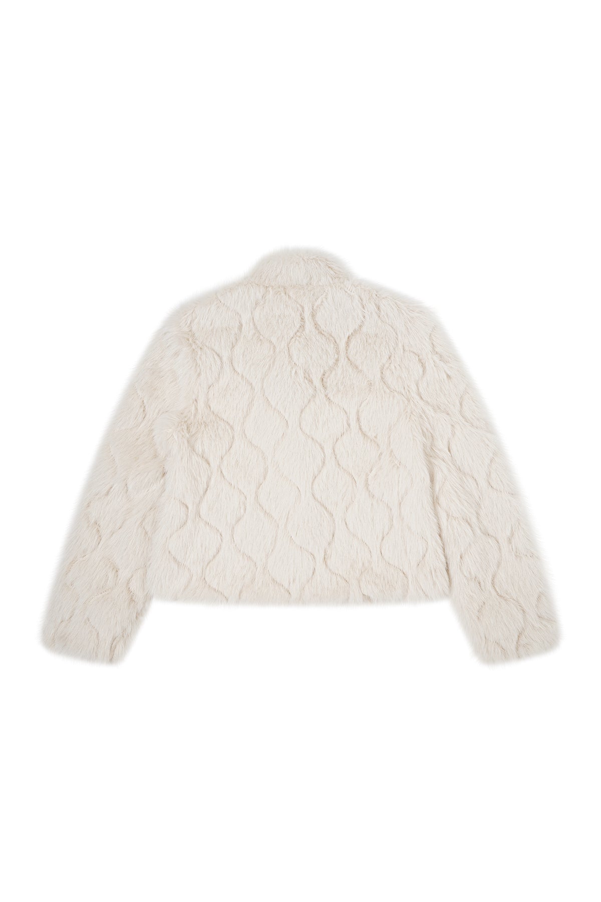 FAYCHUI Multi-Button Embossed Faux Fur Jacket