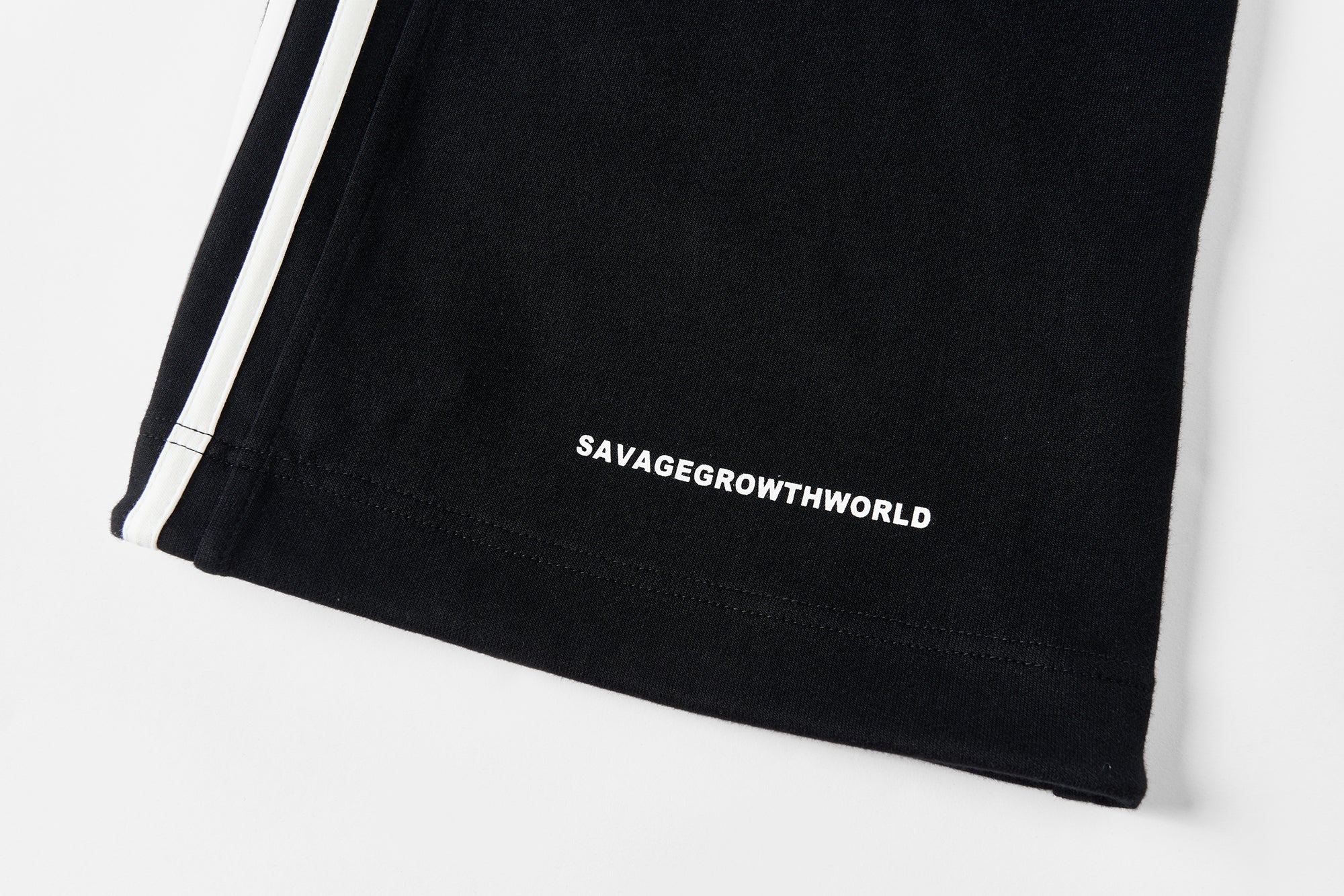SAVAGEGROWTHWORLD Back-Arc Striped Graphic Track Pants, premium urban and streetwear designers apparel on PROJECTISR.com, SAVAGEGROWTHWORLD