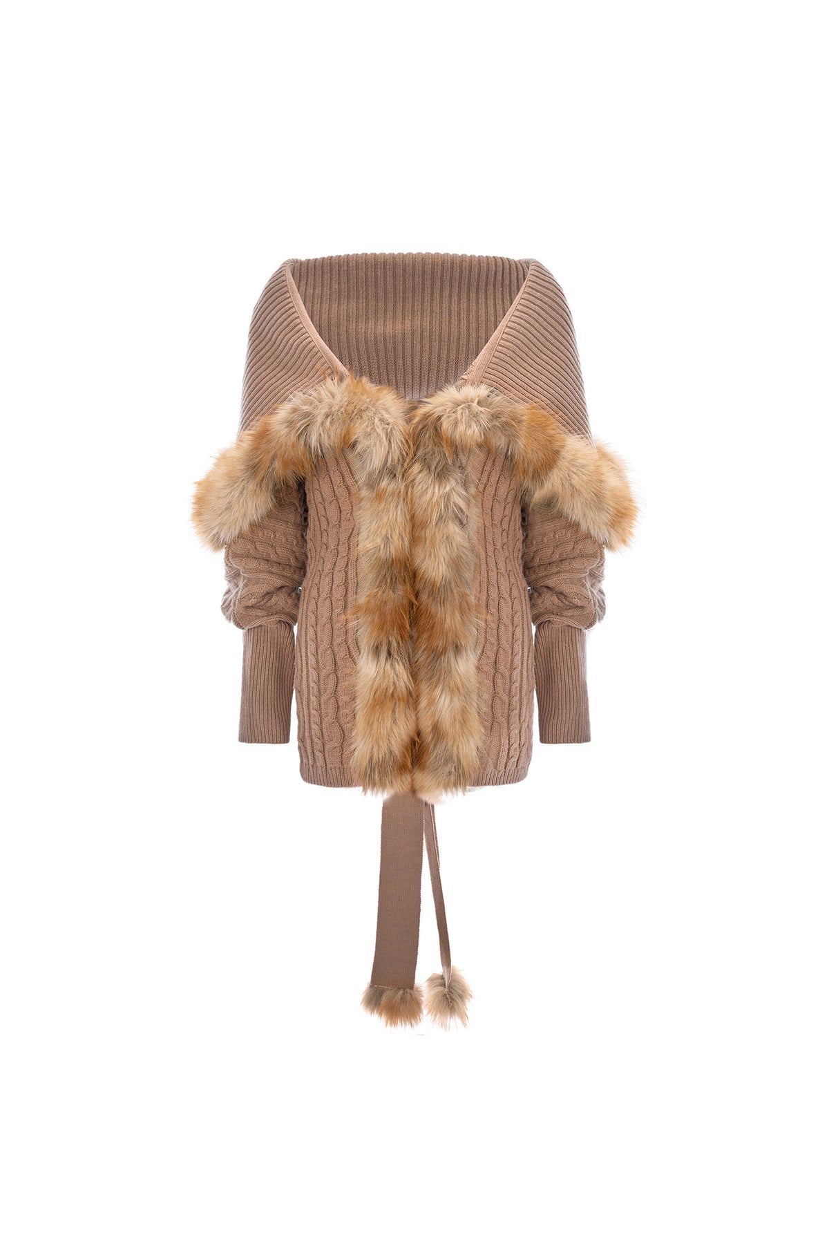 JYOSEI Merino Wool-Blended Spliced Oversized Tie Sweater